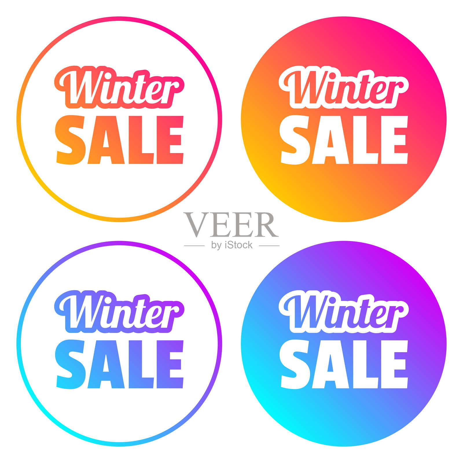 冬季促销。带有渐变色的圆形图标插画图片素材