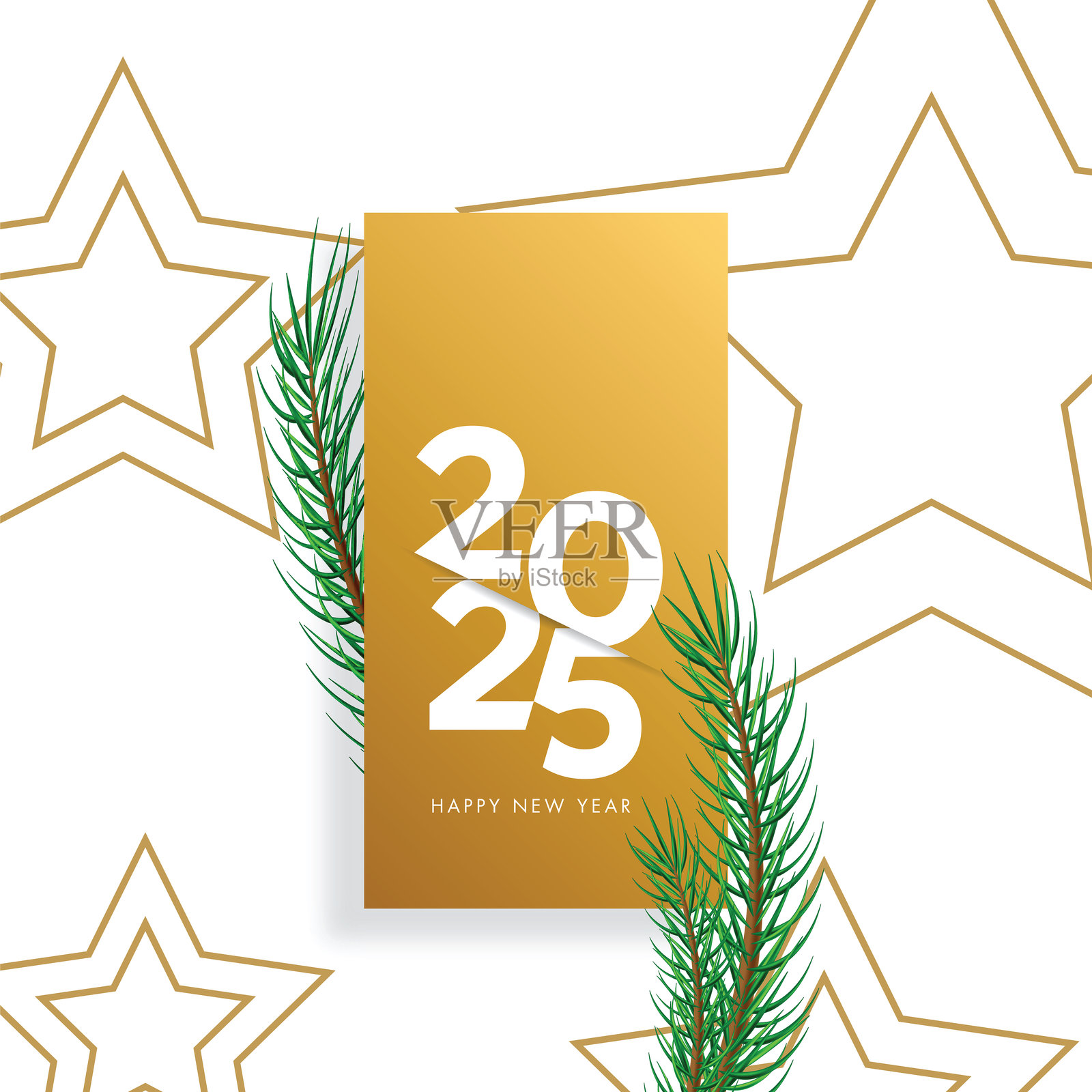 2025年新年快乐。背景上的抽象数字矢量插图。节日横幅设计用于贺卡、邀请函、日历等。矢量库存插图插画图片素材