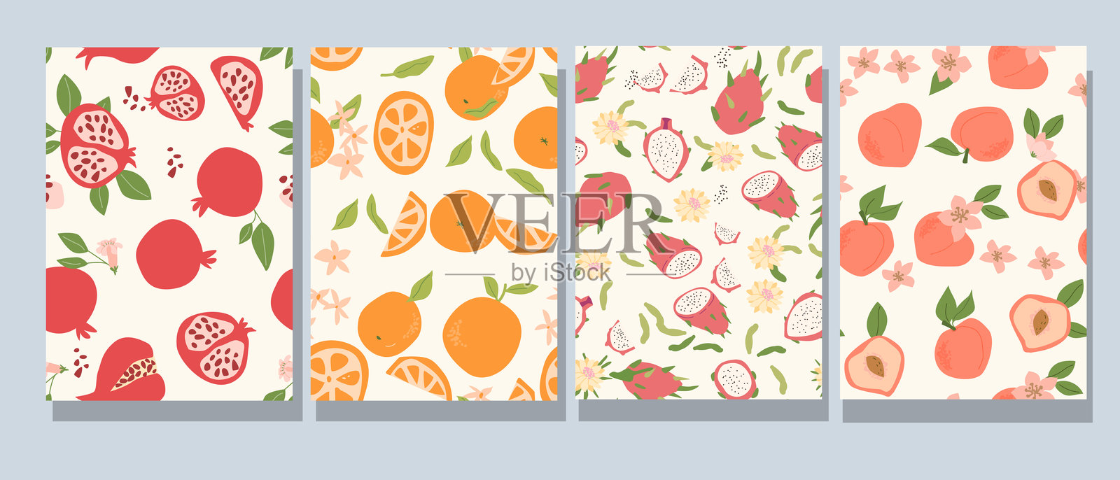 现代抽象水果海报，扁平设计系列插画图片素材