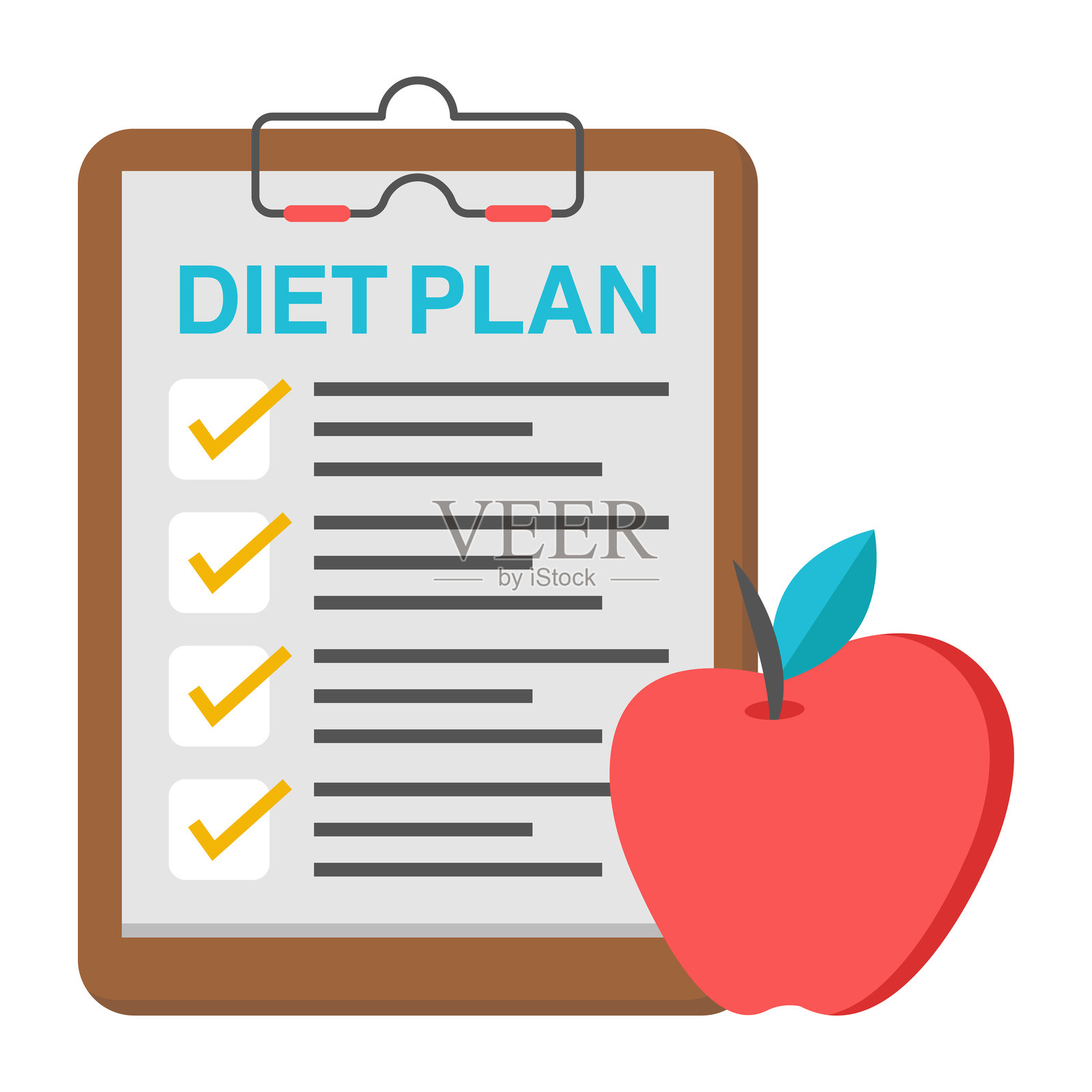 饮食计划图表的概念扁平设计图标插画图片素材