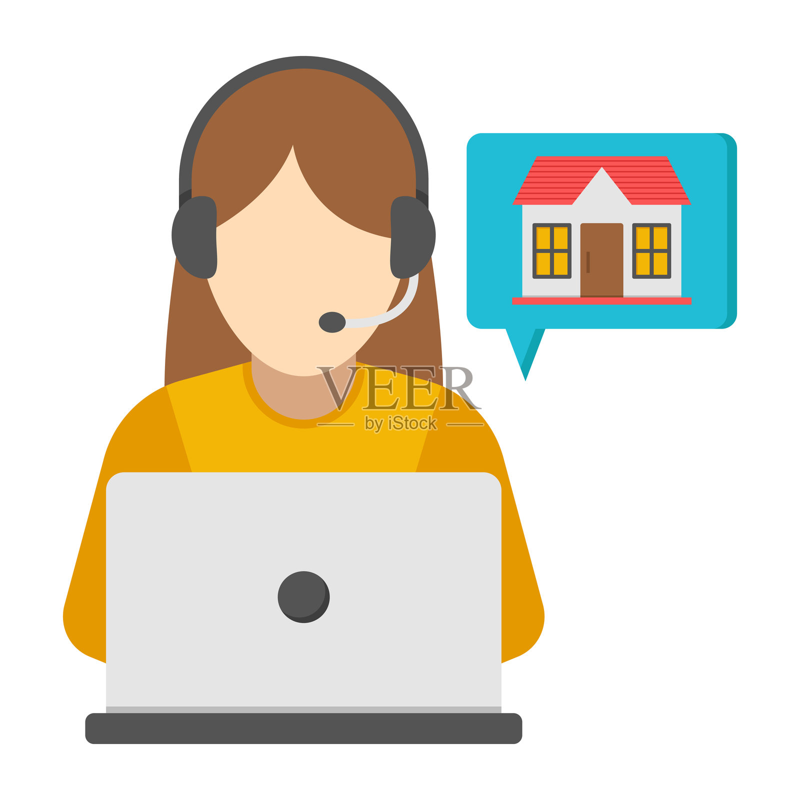 房地产服务热线的时尚设计图标插画图片素材