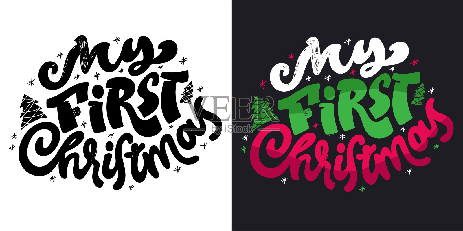 100% 矢量手绘涂鸦文件。关于冬季假期的美丽手绘字母名言。适用于T恤设计、杯子印刷、袋子印刷和服装时尚。插画图片素材