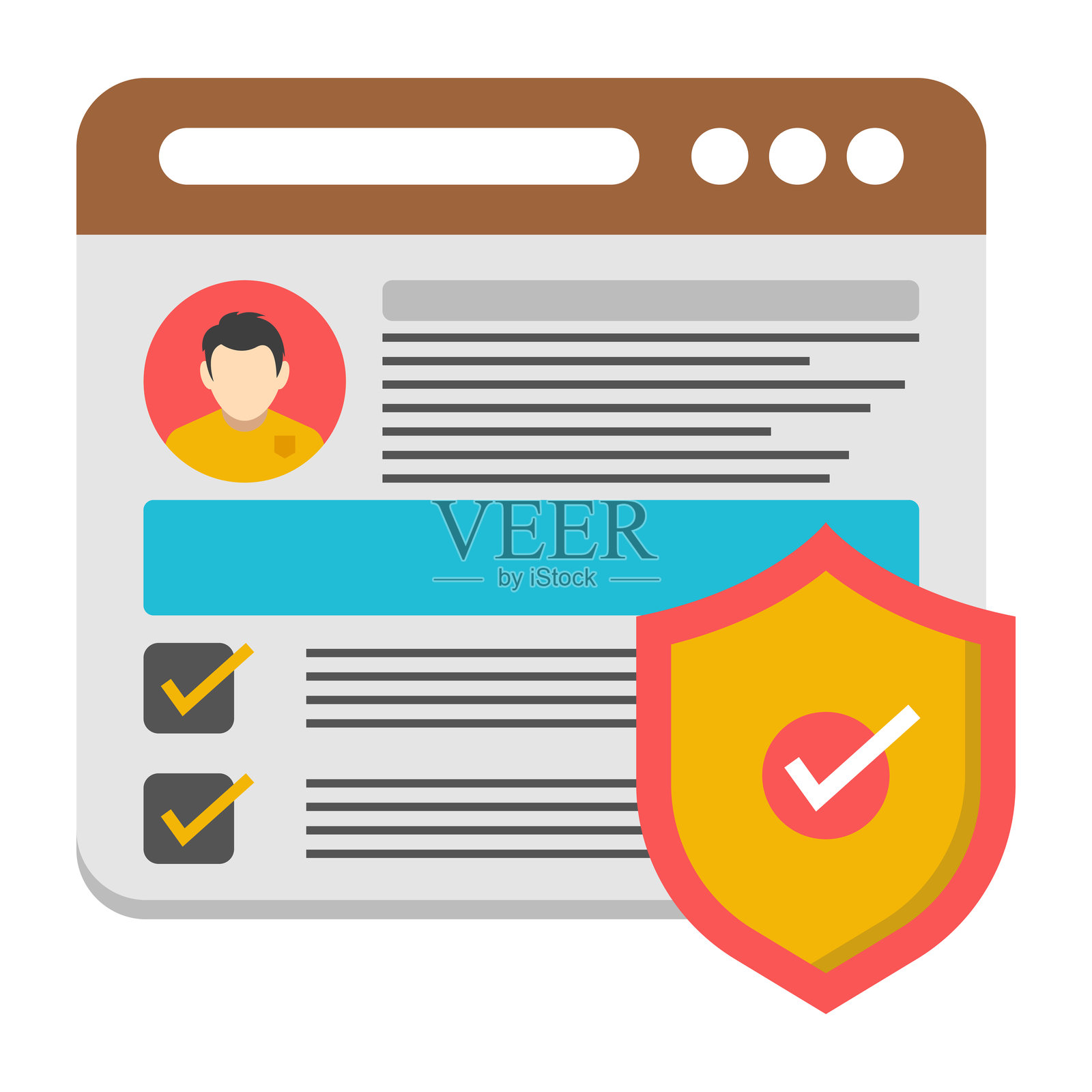 安全网络门户的高级设计图标插画图片素材