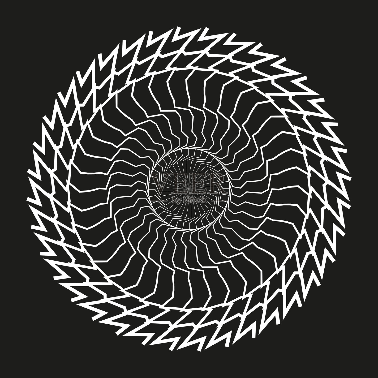 几何螺旋图案。抽象圆形设计。催眠的黑色线条。矢量插图。插画图片素材