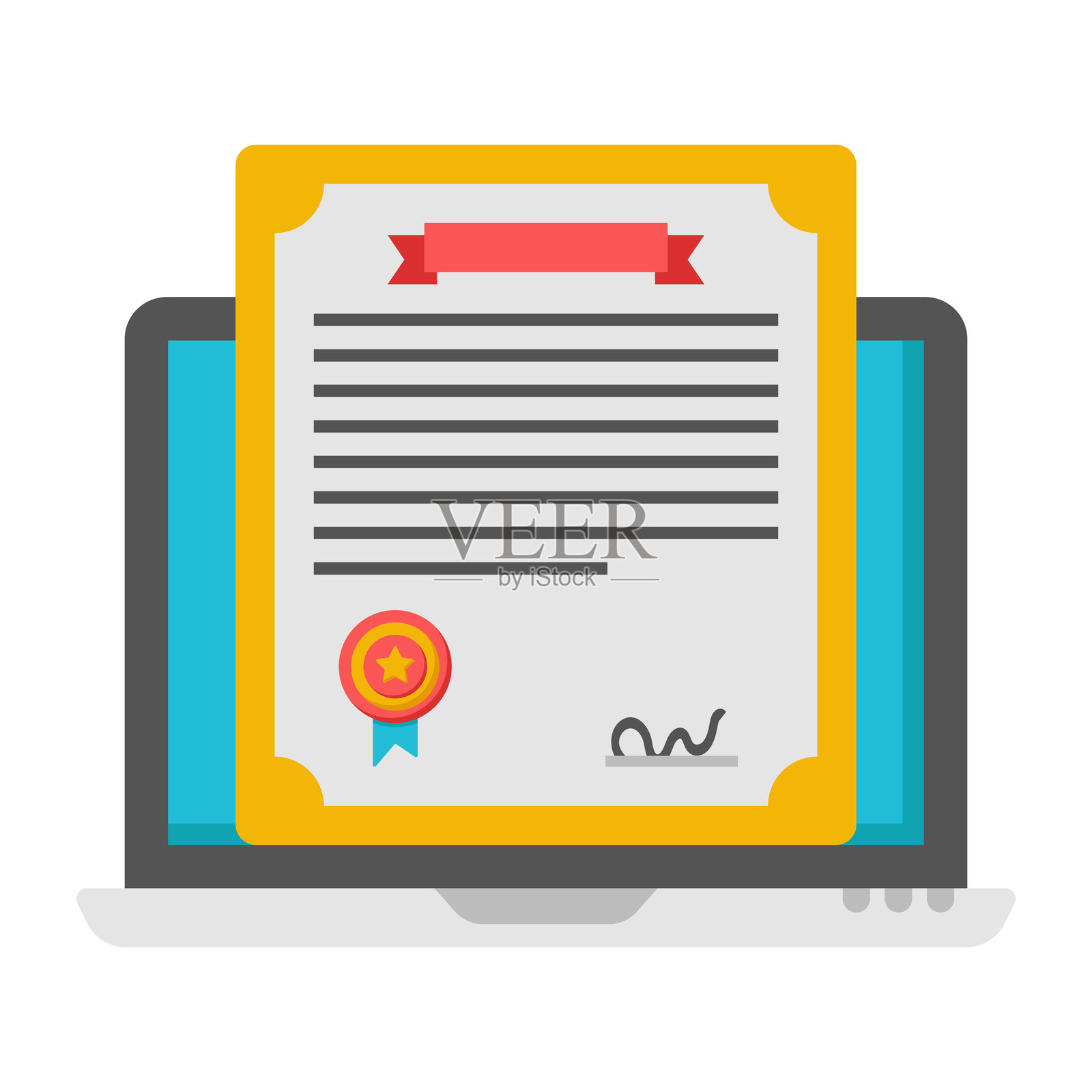 在线证书的完美设计图标插画图片素材