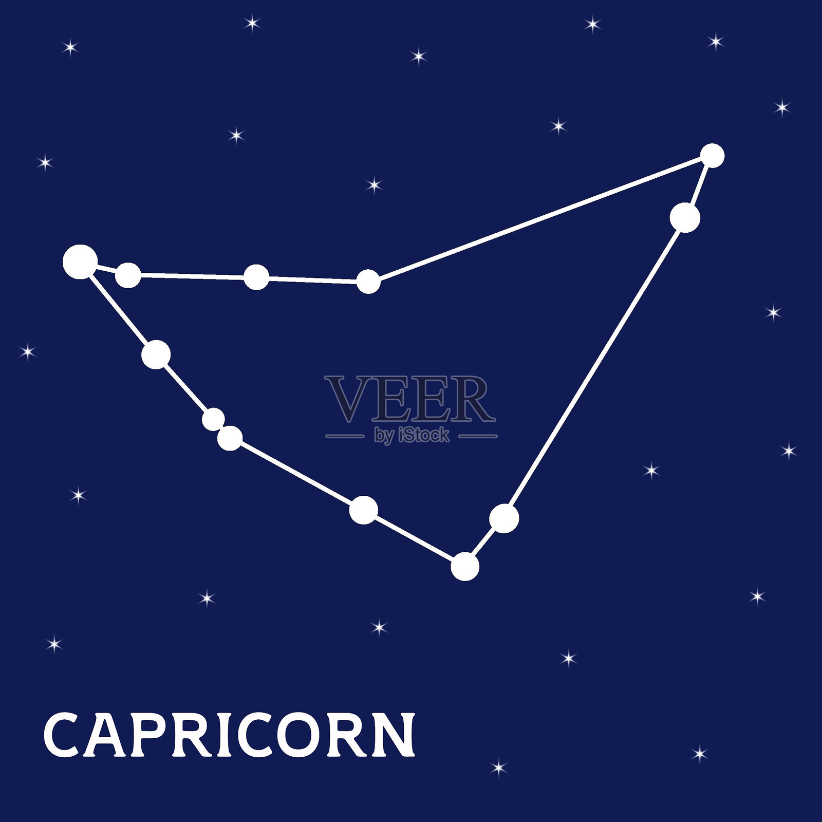 摩羯座星座插图与星空背景照片摄影图片