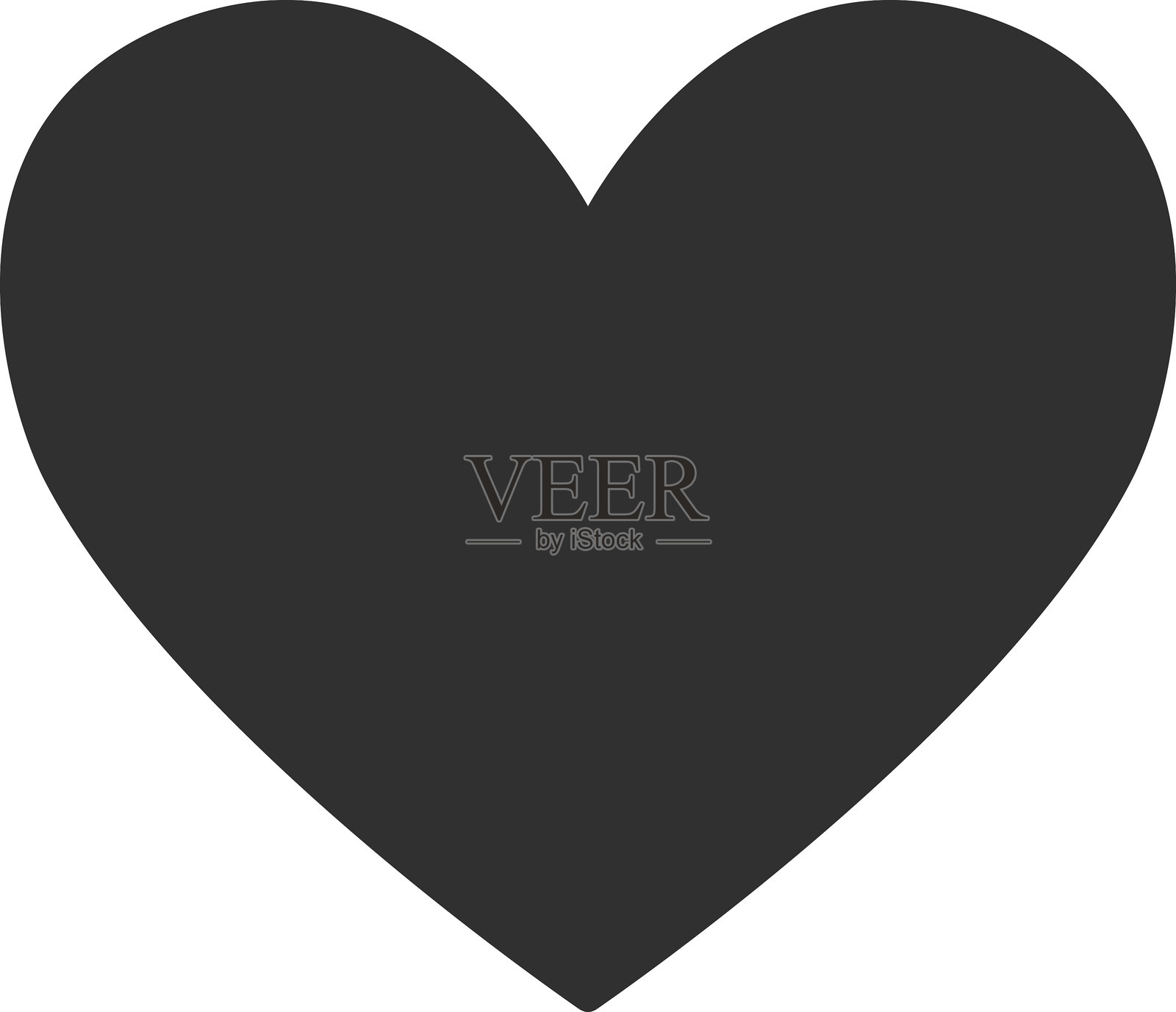 心形图标矢量图。爱情符号。情人节标志，黑色图标，独立于白色背景，平面风格，适用于标志、图形和网页设计。插画图片素材