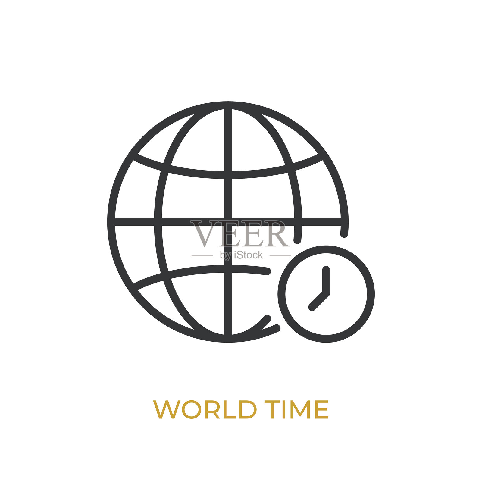 世界时间图标线条图标。简约、像素完美且现代风格的细线图标，可广泛应用。插画图片素材