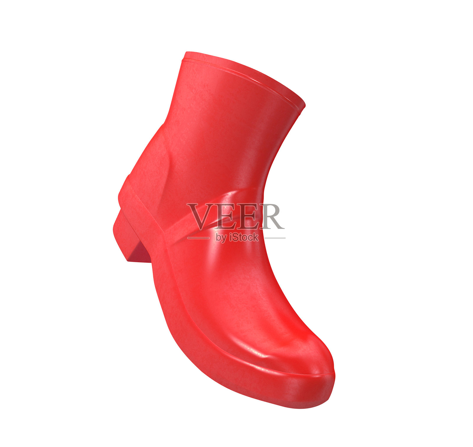 红色橡胶靴子，适合儿童穿着照片摄影图片