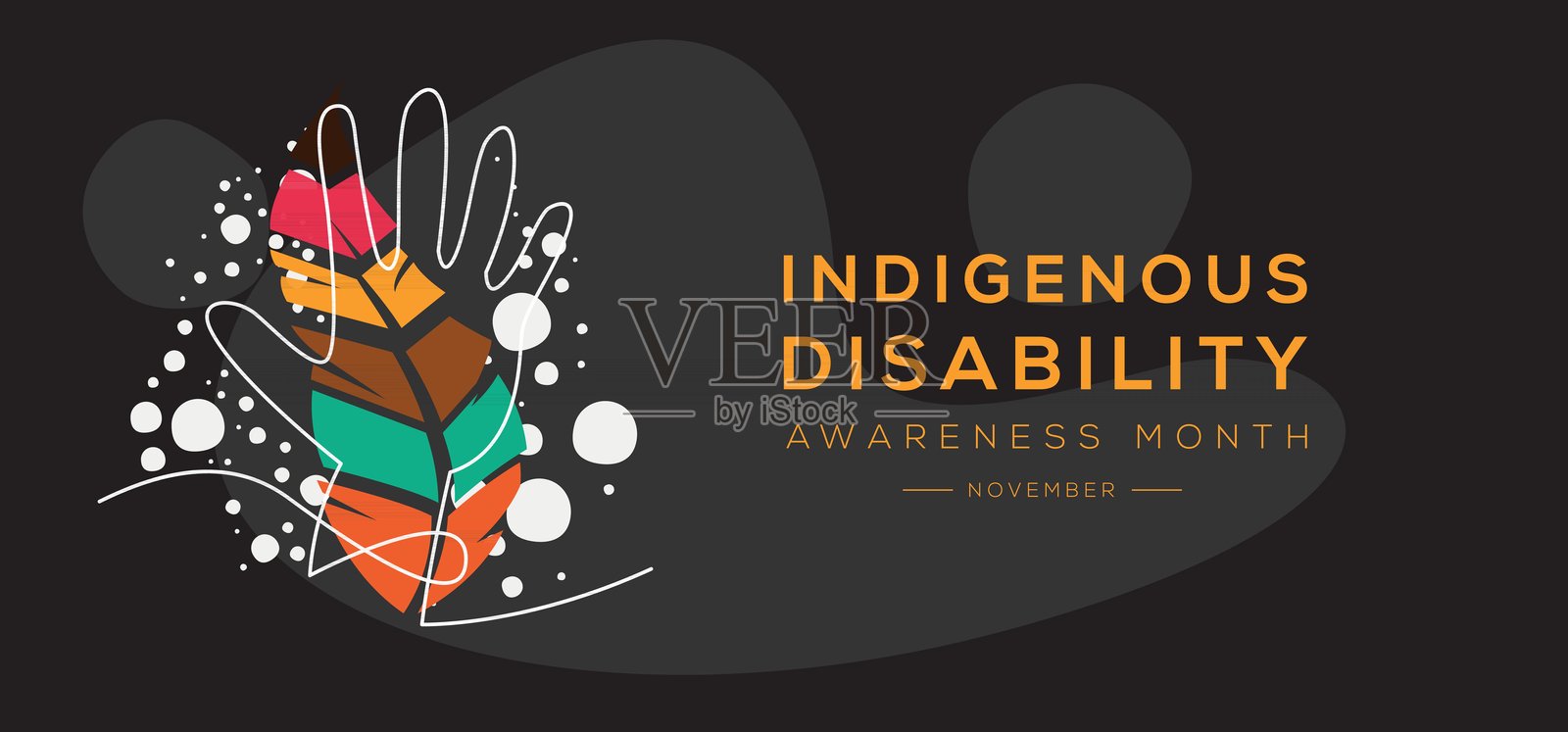 土著残疾意识月。插画图片素材