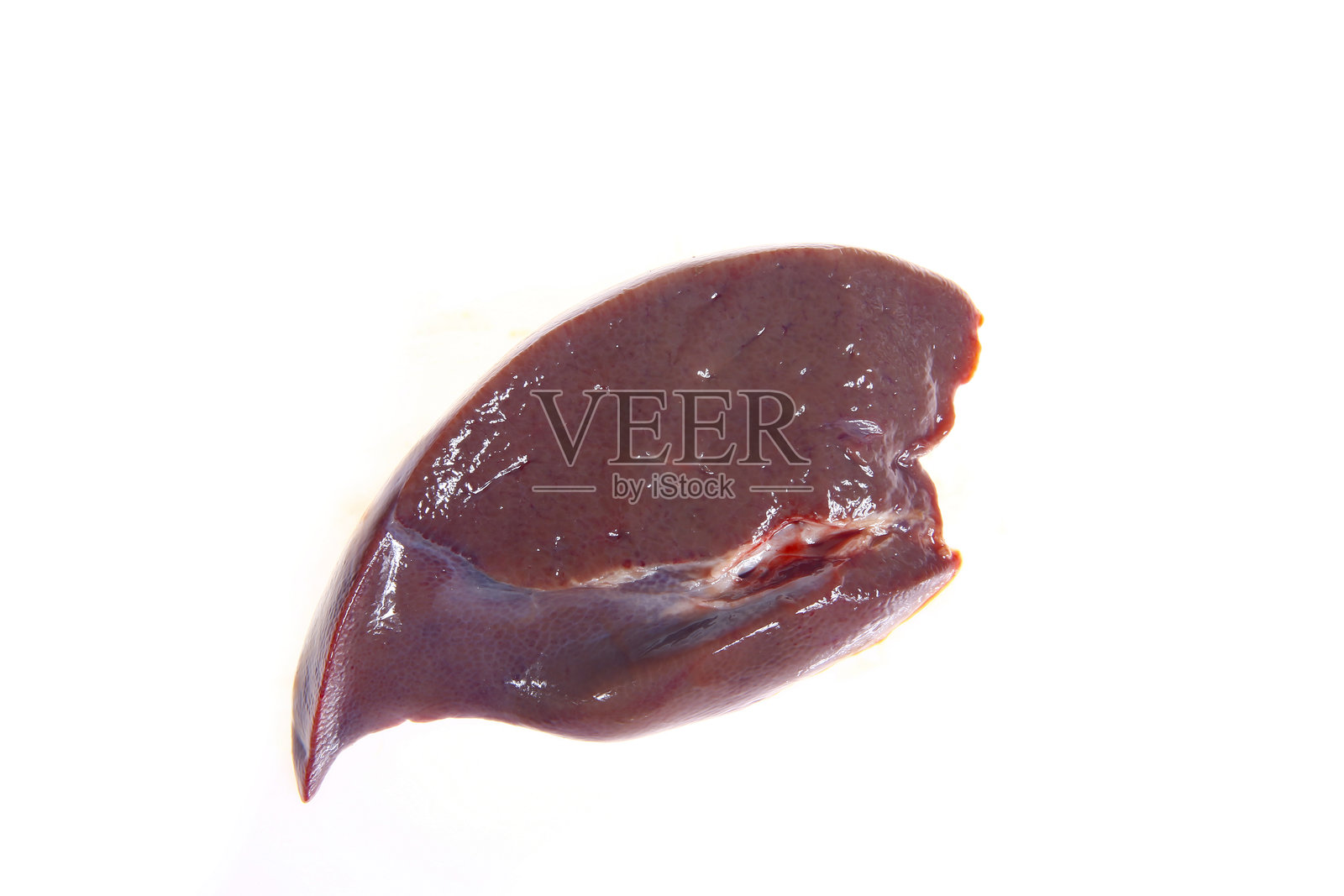 白色背景上的猪肝照片摄影图片