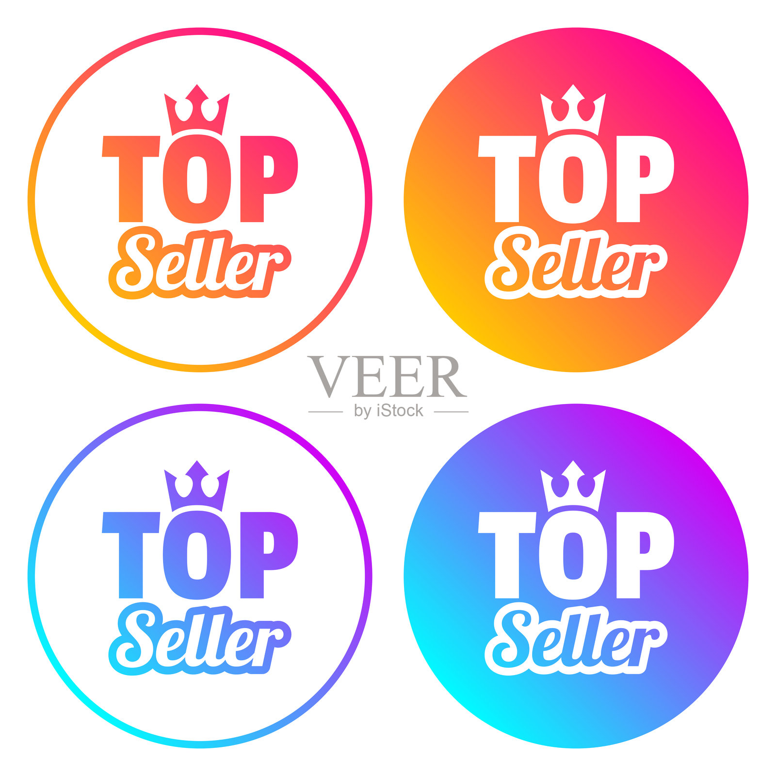 热销商品。带有渐变色的圆形图标插画图片素材