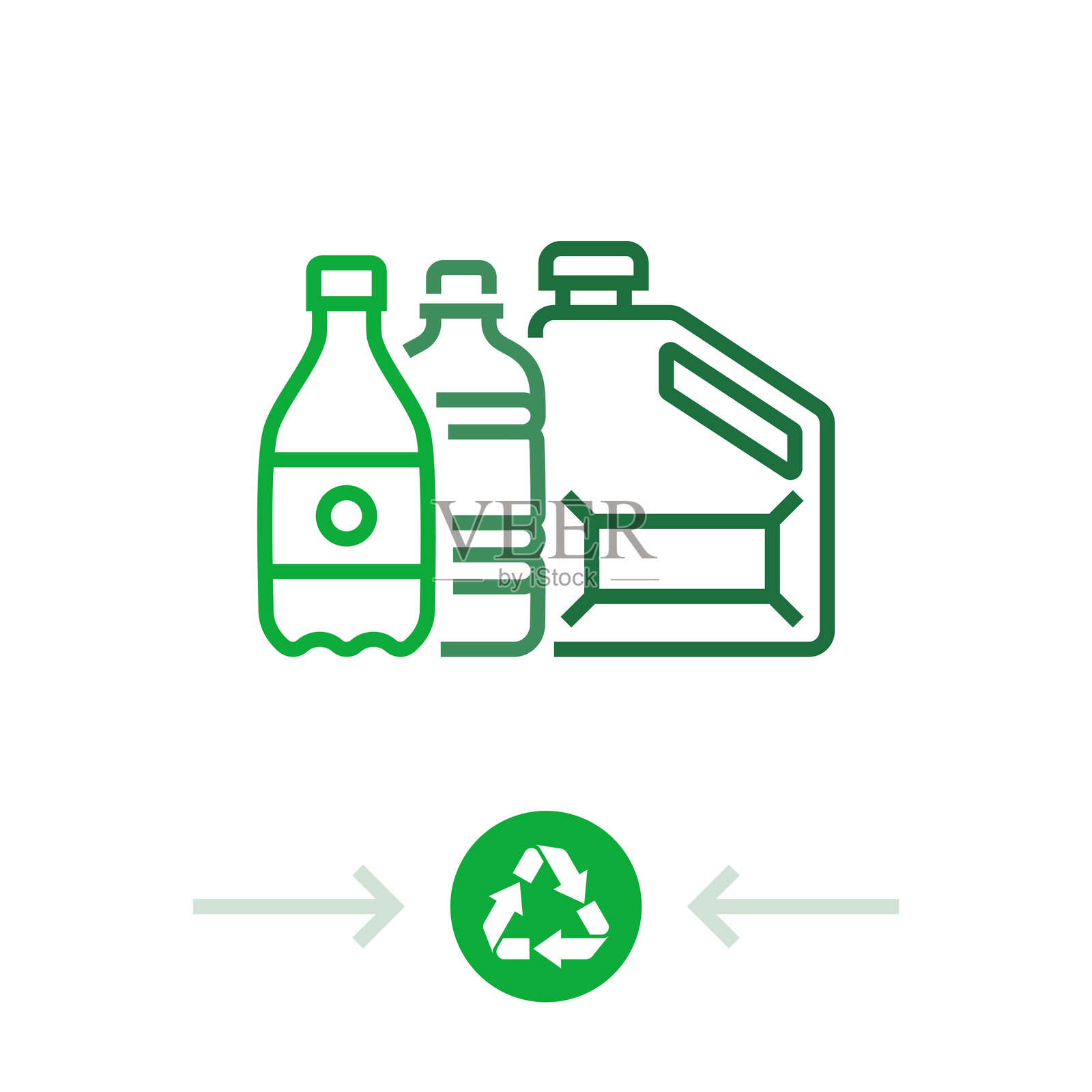 塑料废物线条图标。物品组。废物、金属废物、玻璃废物、家庭废物、纸张废物。插画图片素材