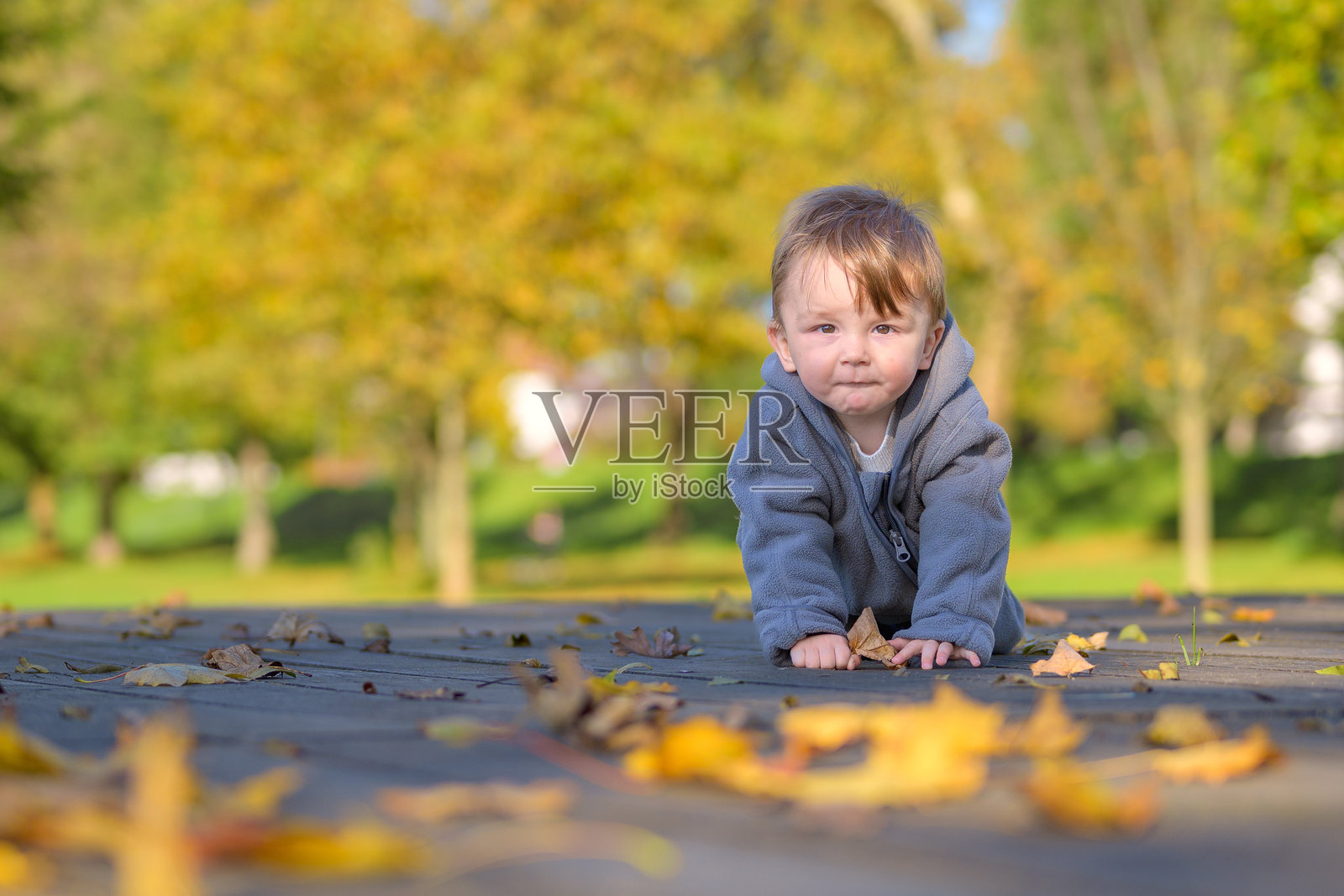 秋天小路上的沉思幼儿照片摄影图片