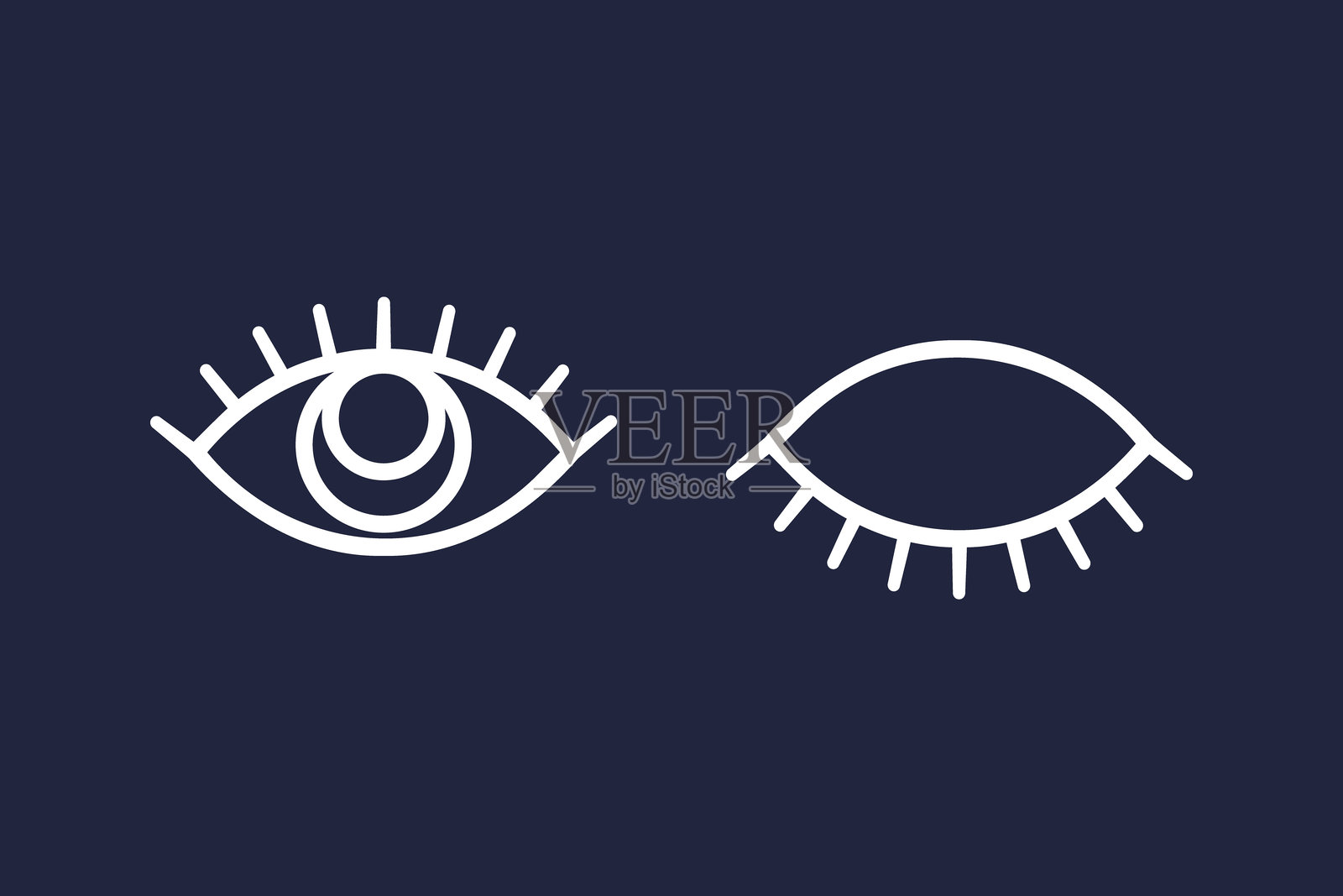 眨眼的简单线条艺术矢量插图。插画图片素材