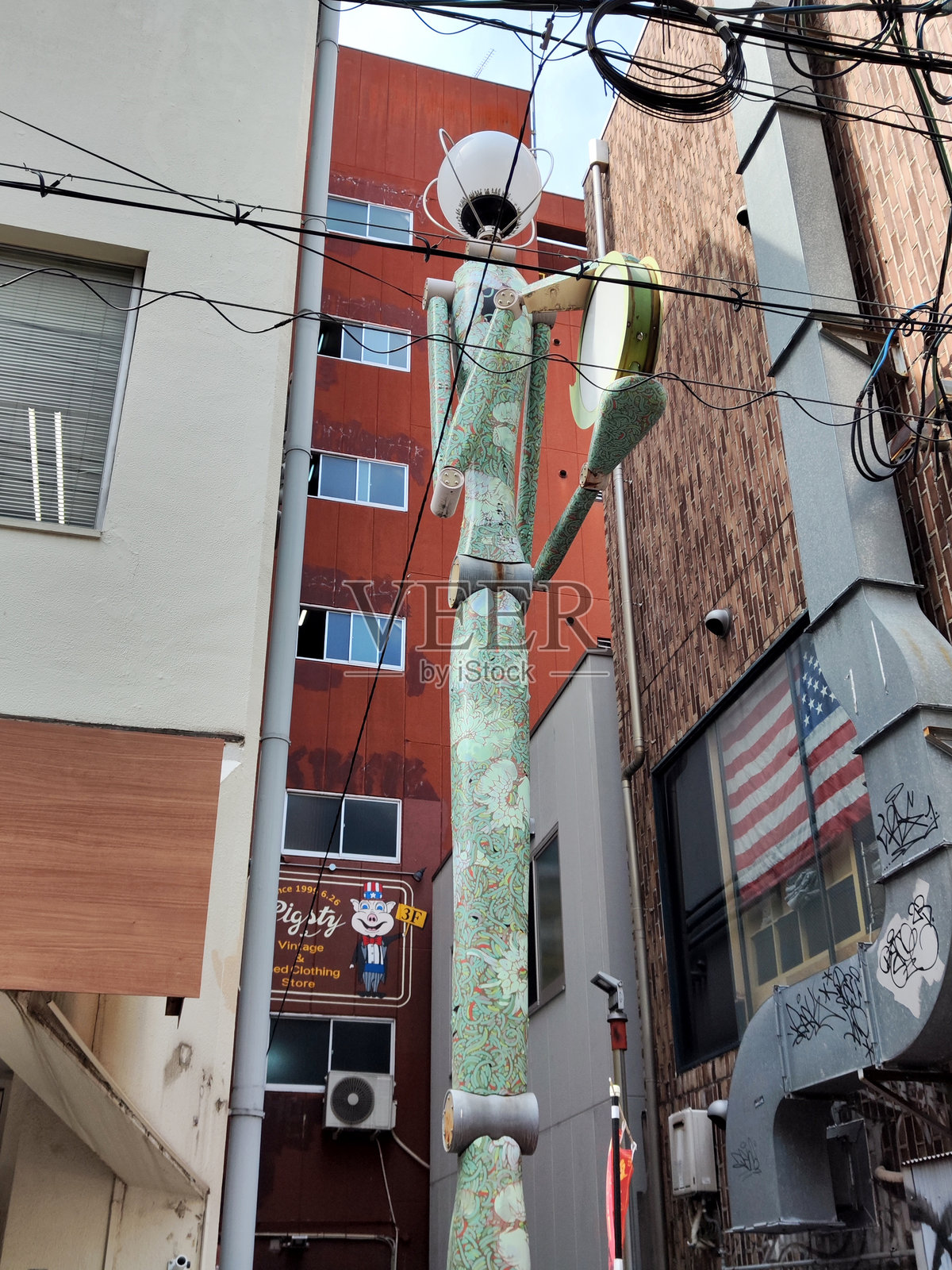 美国的大阪村艺术人形街灯照片摄影图片