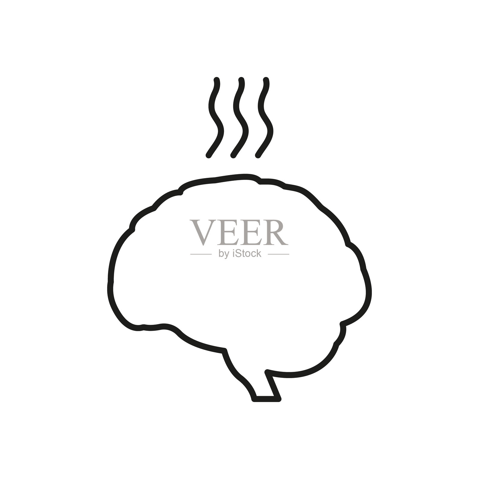 蒸汽脑图标。心理压力概念轮廓符号。过热的大脑和认知压力标志。可编辑的线条。孤立的矢量插图。插画图片素材