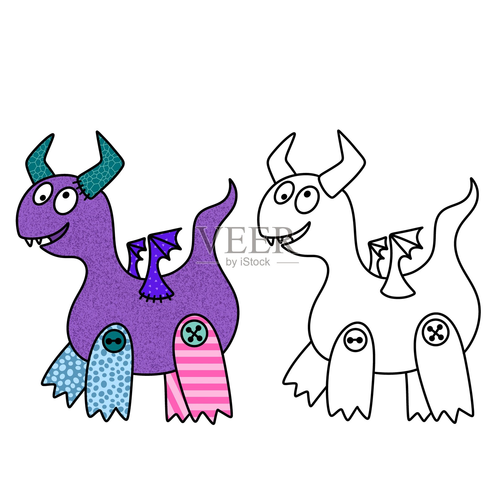 儿童龙恐龙怪兽图案的面料和纺织品设计照片摄影图片