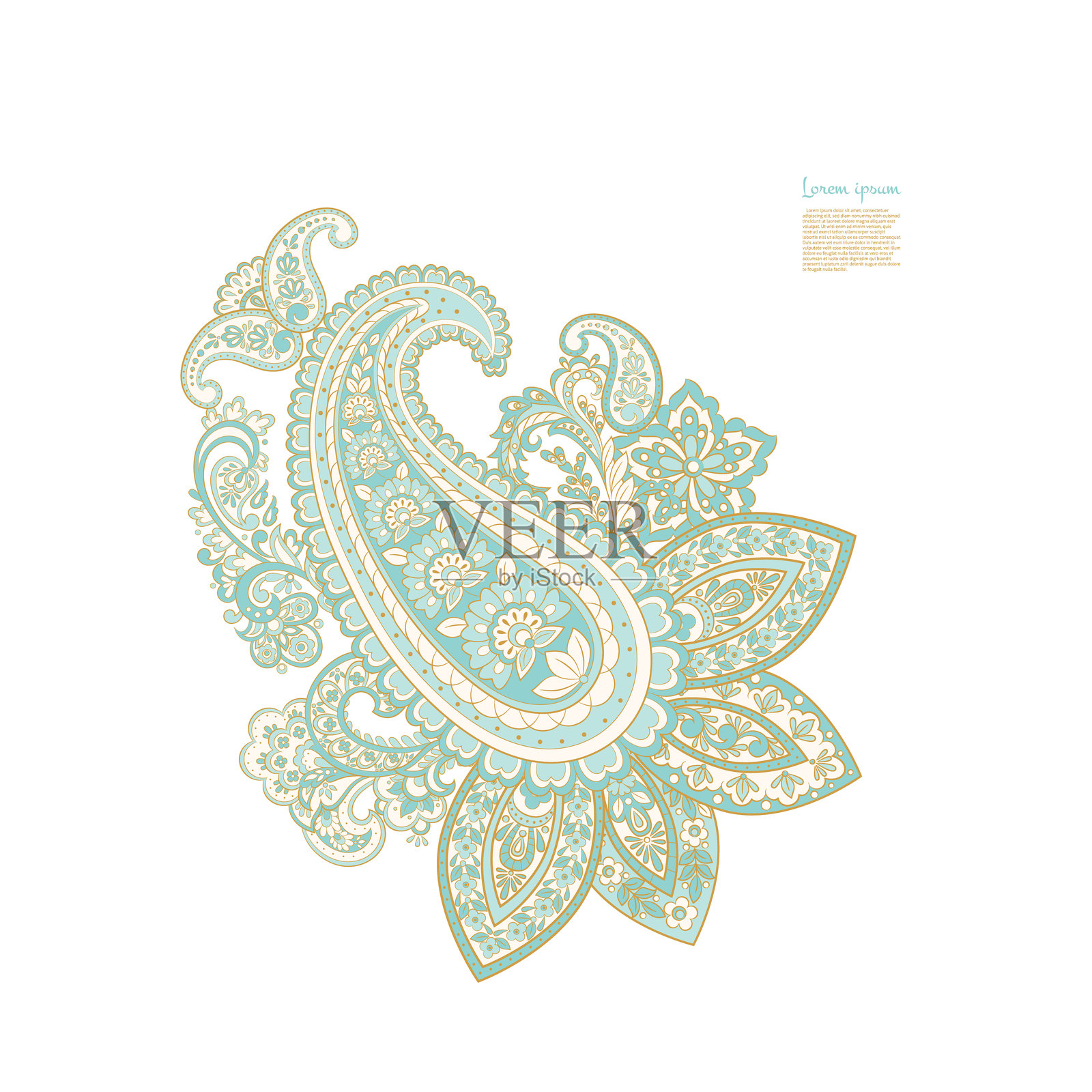 印度风格的花卉佩斯利图案矢量图插画图片素材