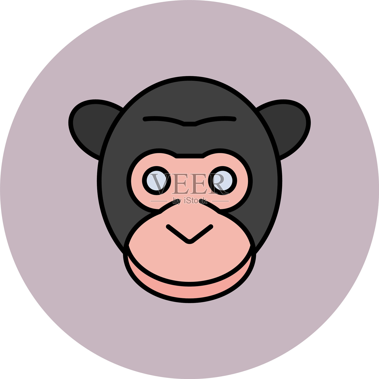 大猩猩线条填充圆形图标插画图片素材