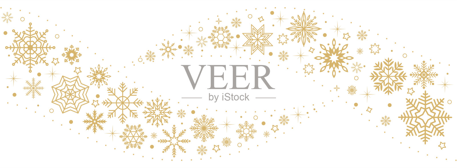 金色雪花波浪框架平面矢量构图插画图片素材