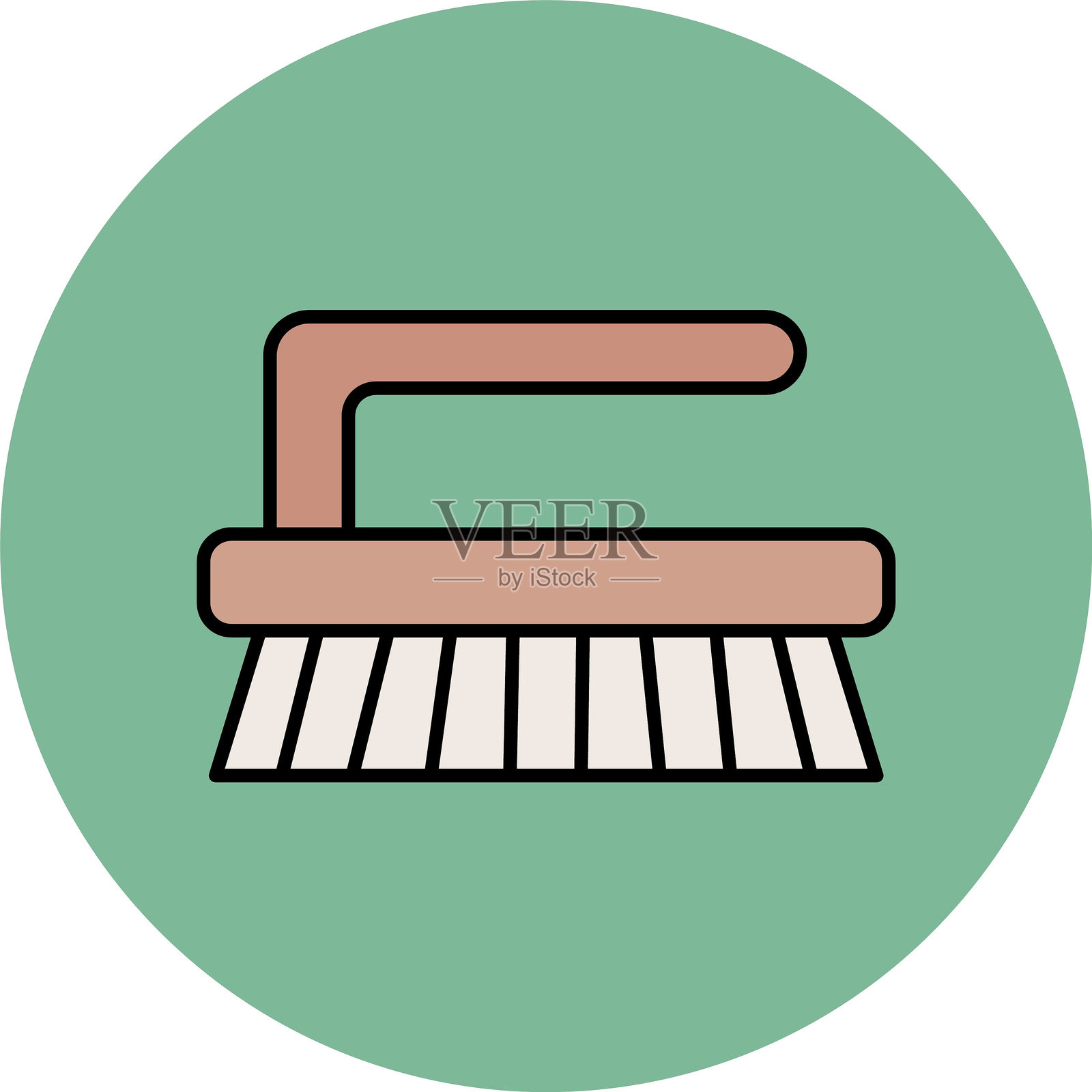 清洁刷线条填充圆形图标插画图片素材