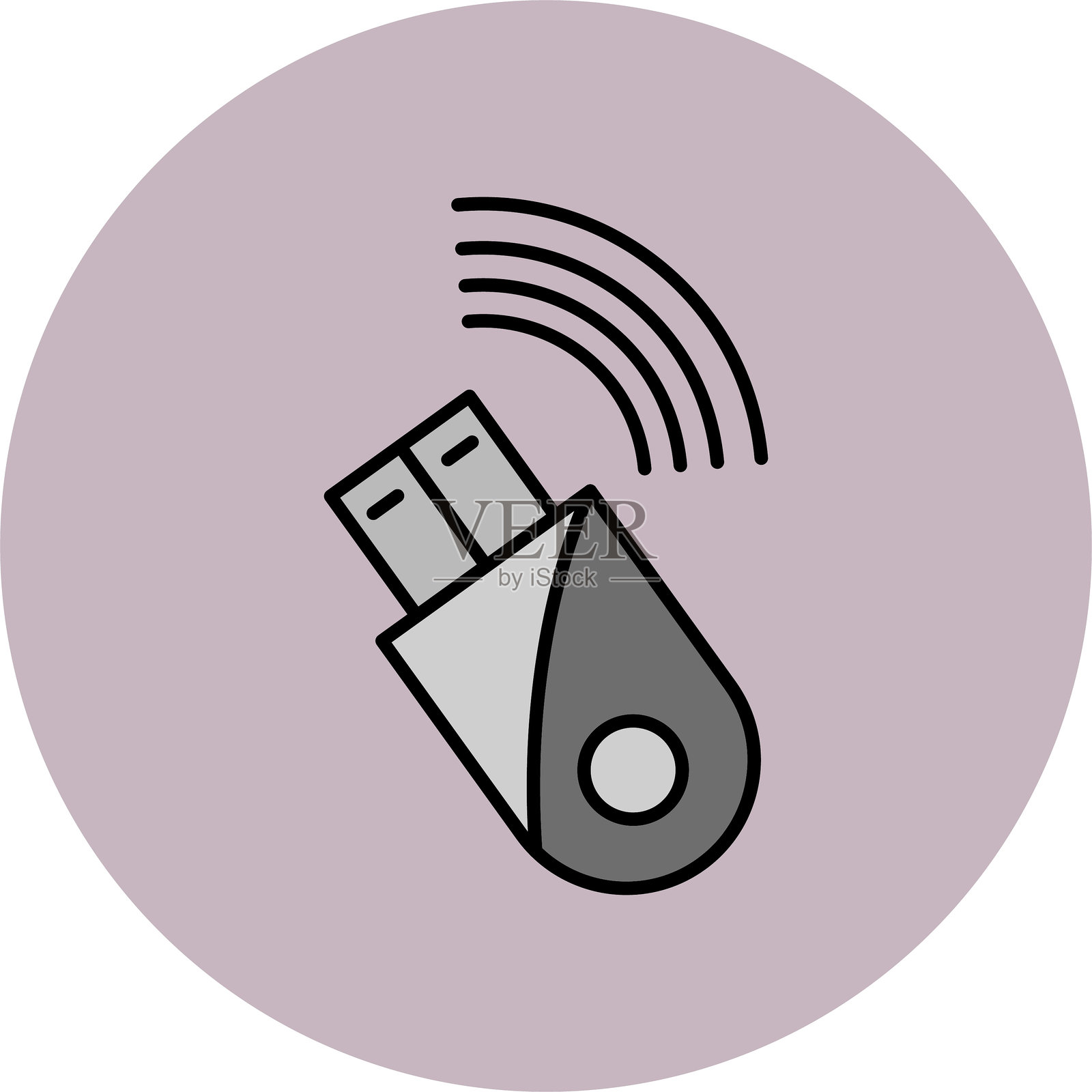 USB调制解调器线条填充圆形图标插画图片素材