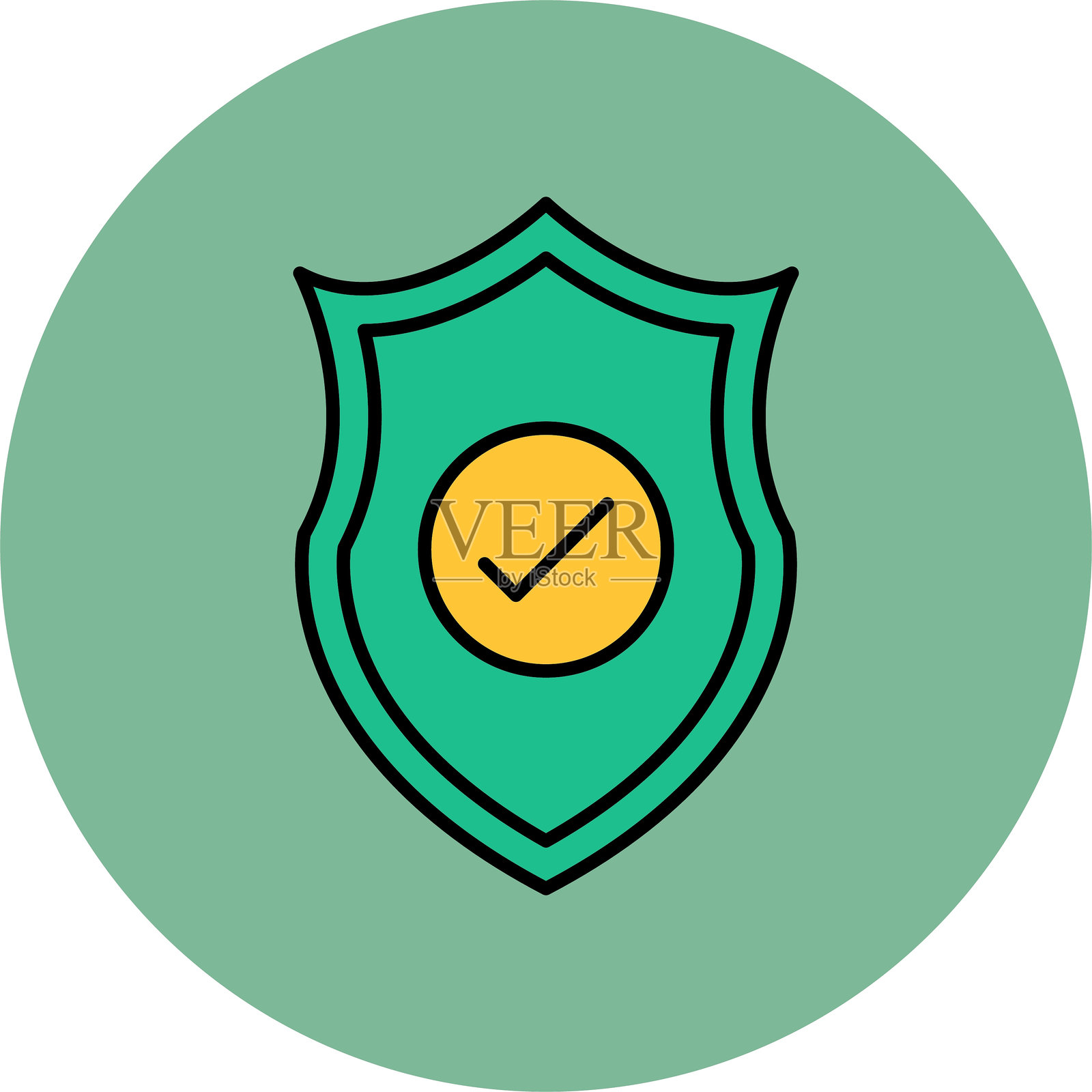 安全线填充圆形图标插画图片素材