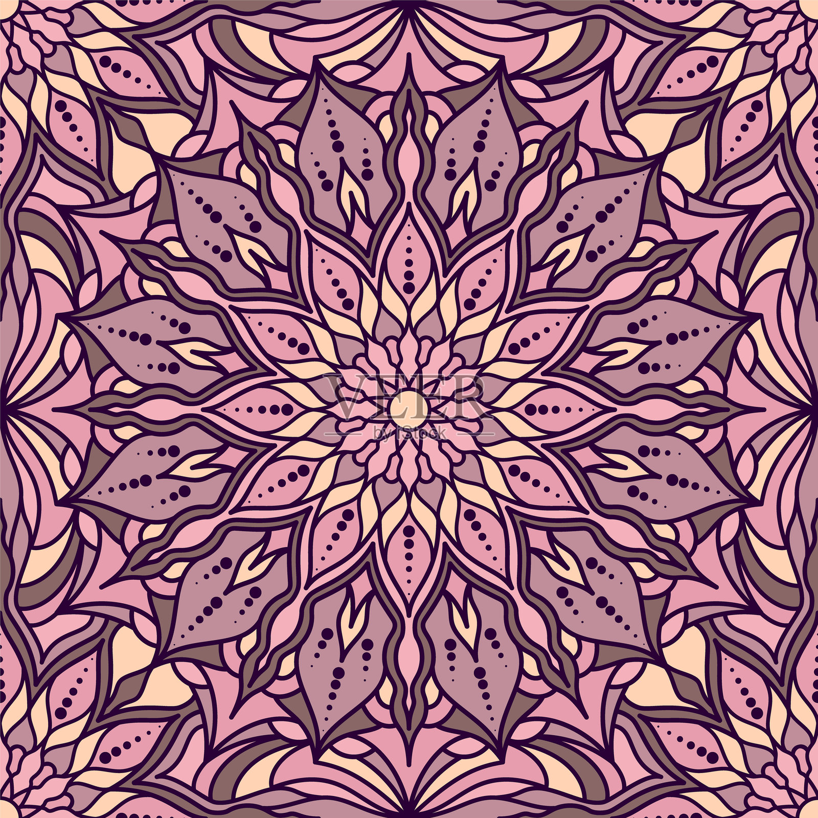 无缝的部落民族曼陀罗图案。插画图片素材