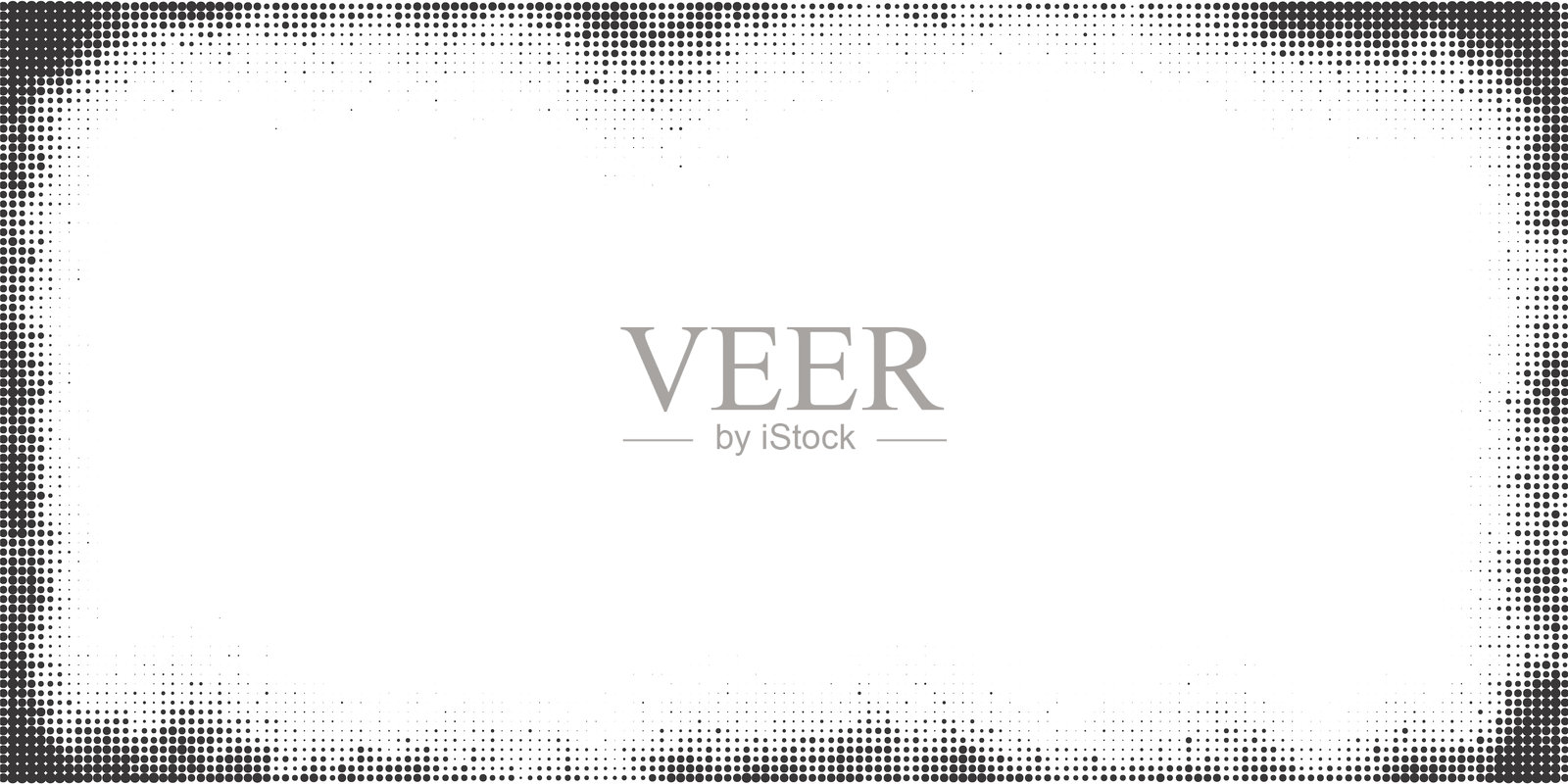 点状图案边框。抽象的半色调矢量框架。用于横幅和海报的噪声渐变。复古溅墨模板。时尚的横向单色漫画书背景。插画图片素材