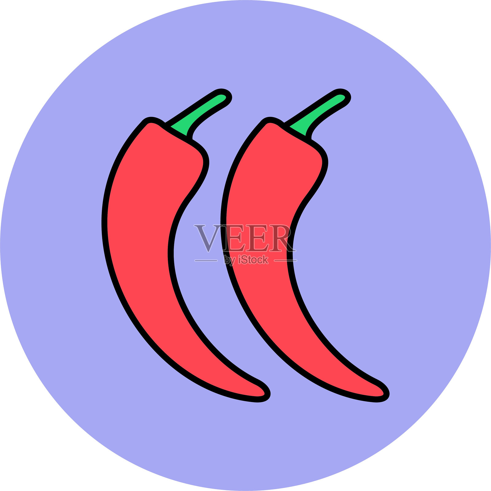 辣椒线填充圆形图标插画图片素材