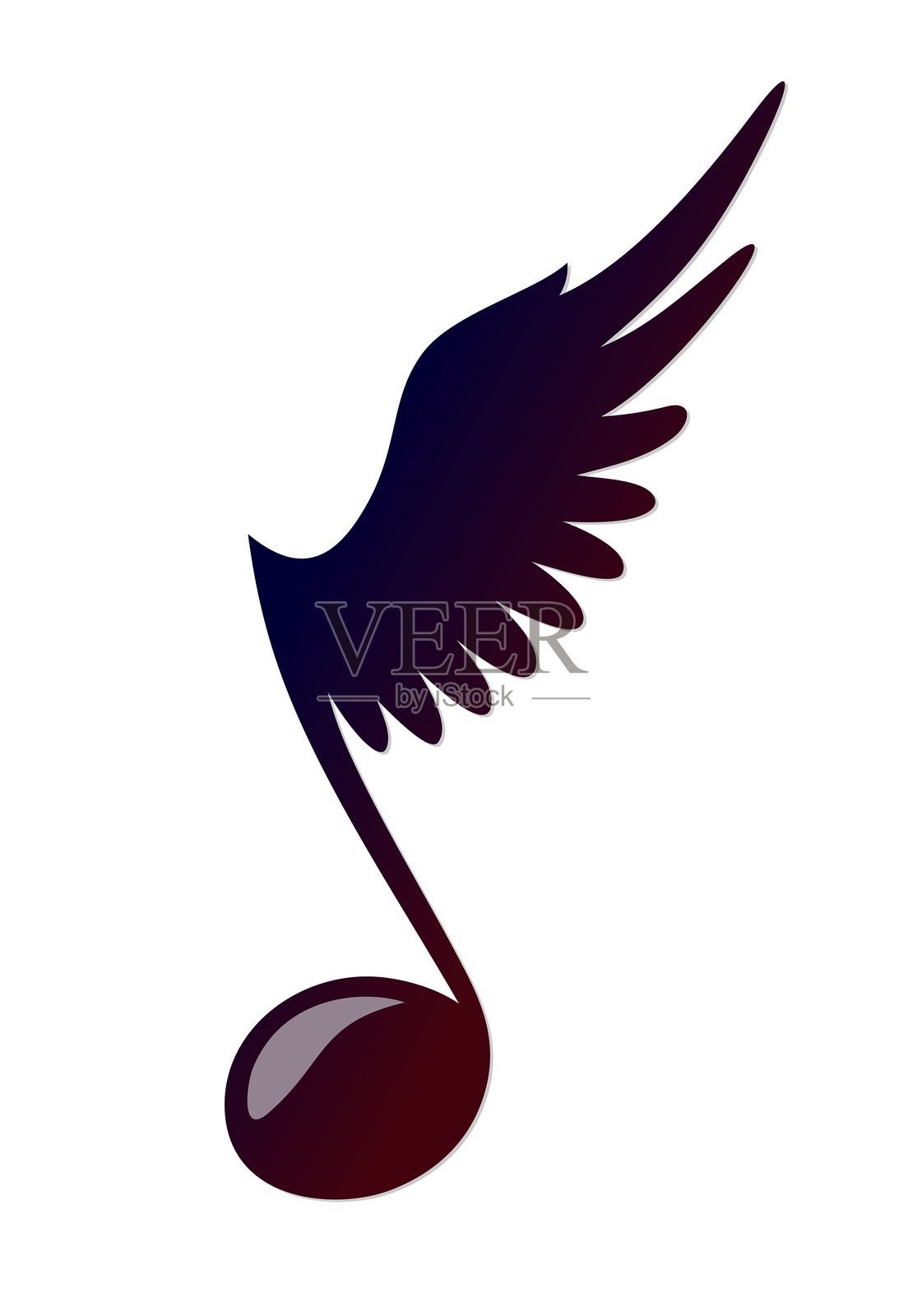 带翅膀的音乐符号插画图片素材