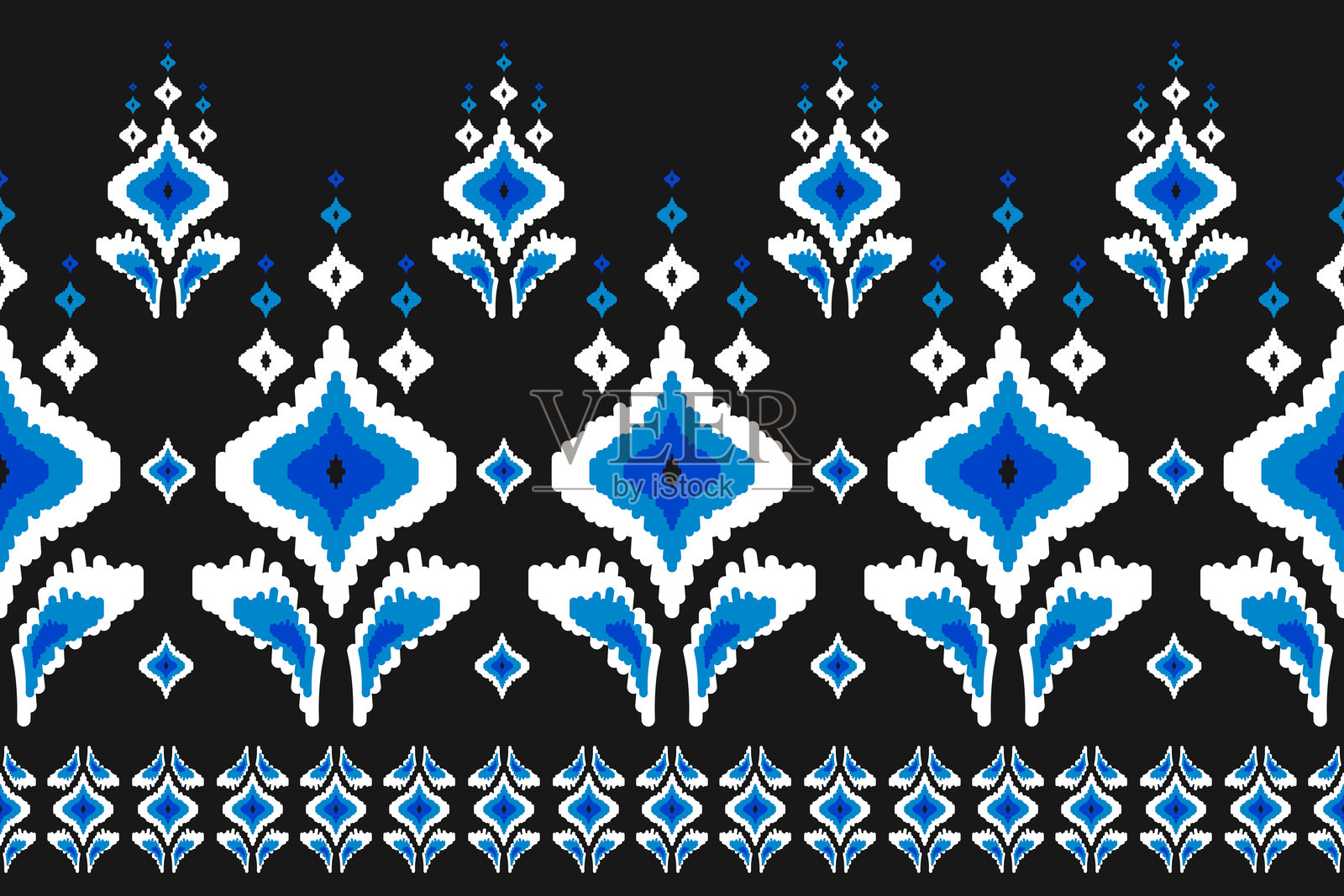 边境民族扎染图案艺术，民间刺绣和墨西哥风格，阿兹特克几何装饰印刷。插画图片素材