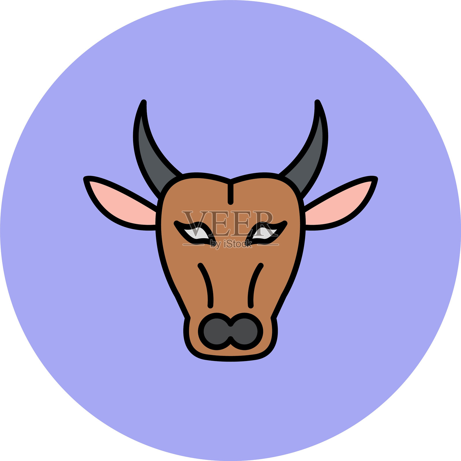 水牛线填充圆形图标插画图片素材