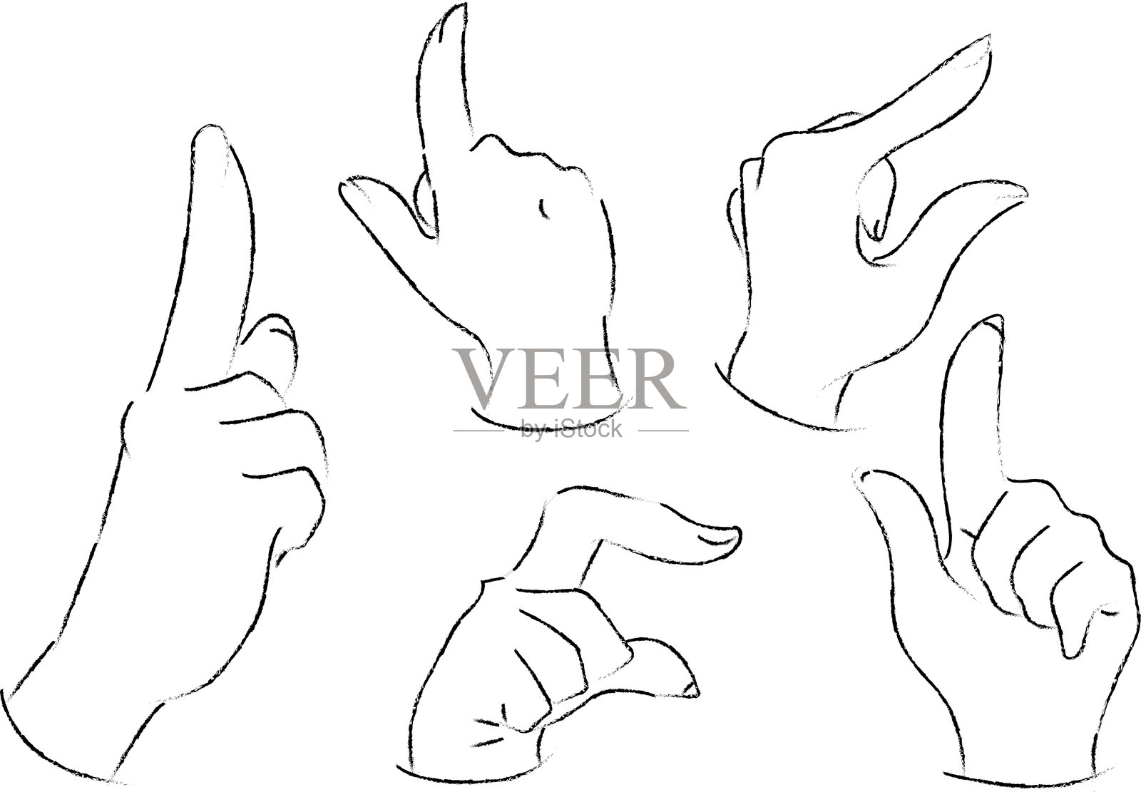 一组手势的线条画照片摄影图片