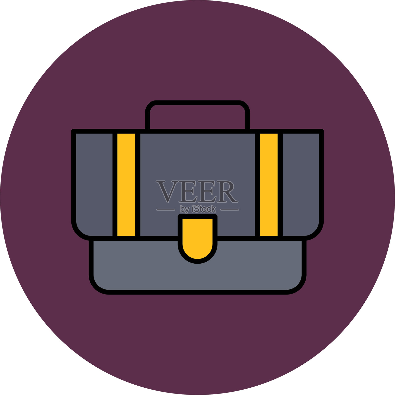 公文包线条填充圆形图标插画图片素材