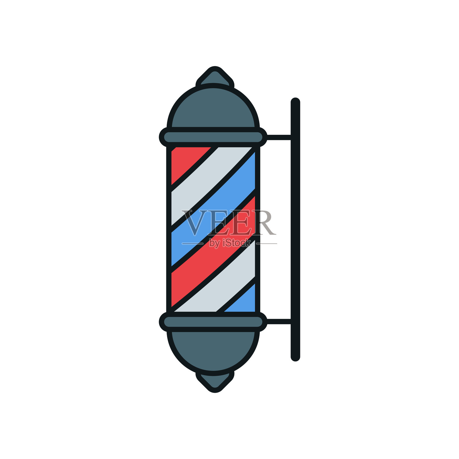 理发师灯柱图标矢量设计模板，简单而现代插画图片素材