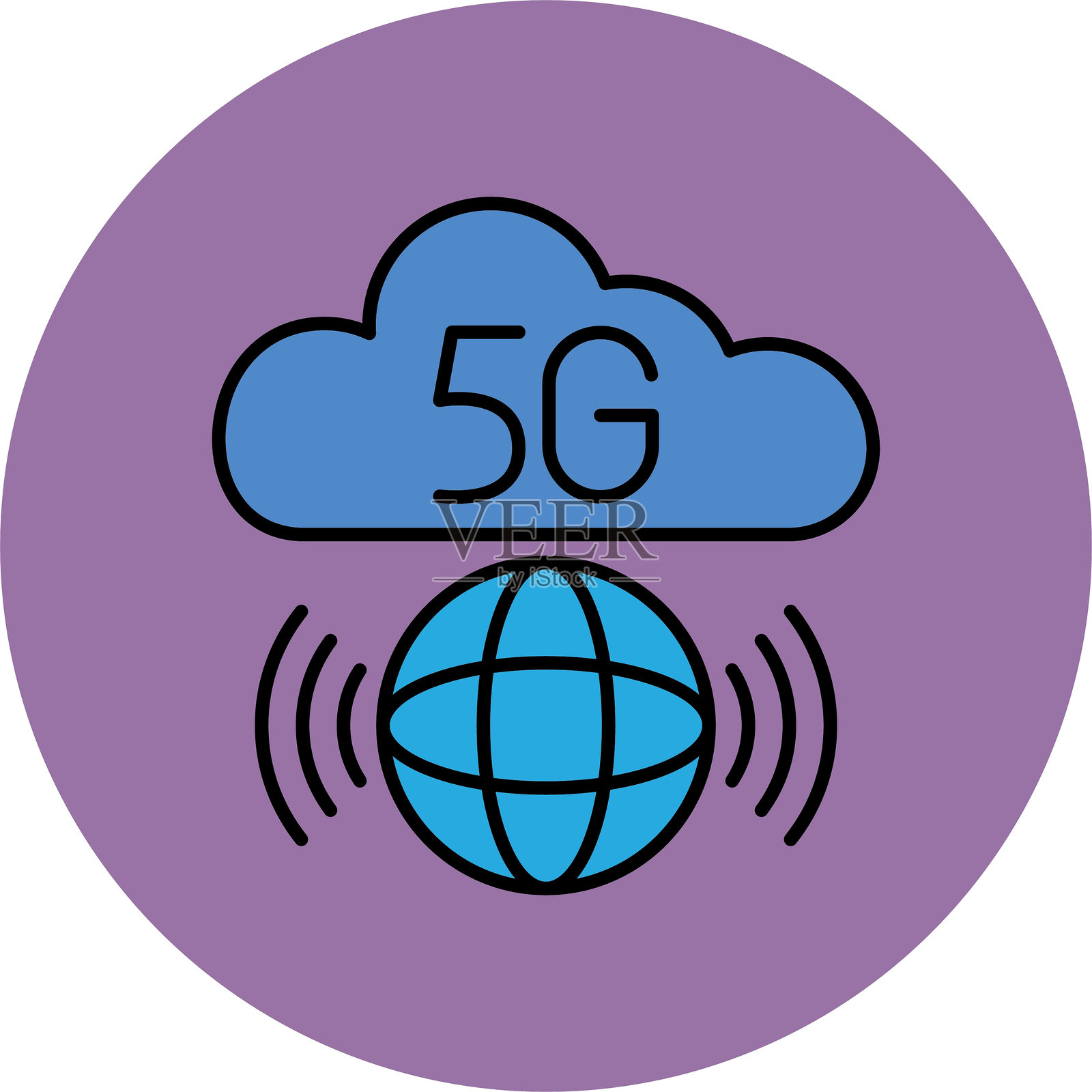 对称线填充圆形图标插画图片素材