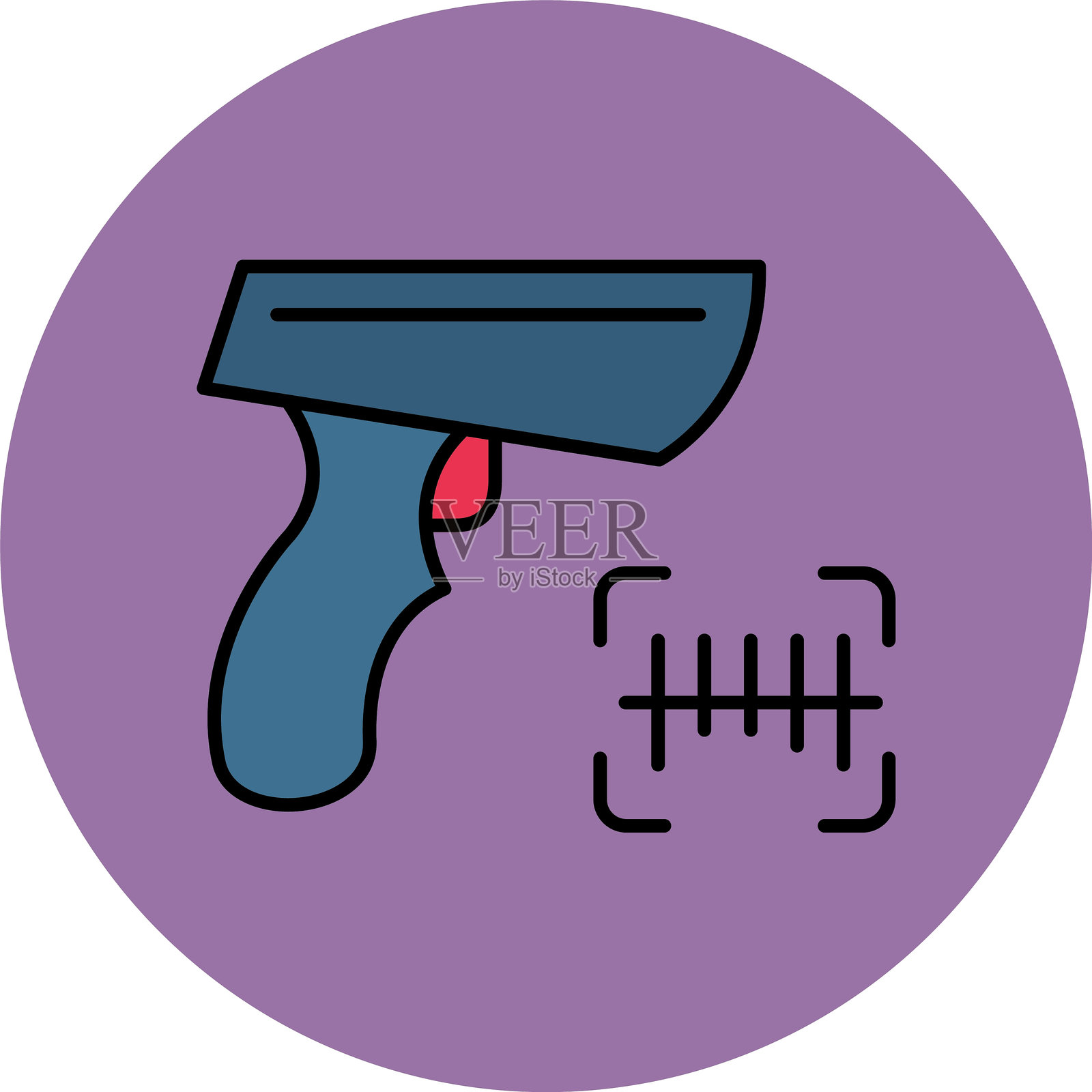 条形码扫描器线条填充圆形图标插画图片素材