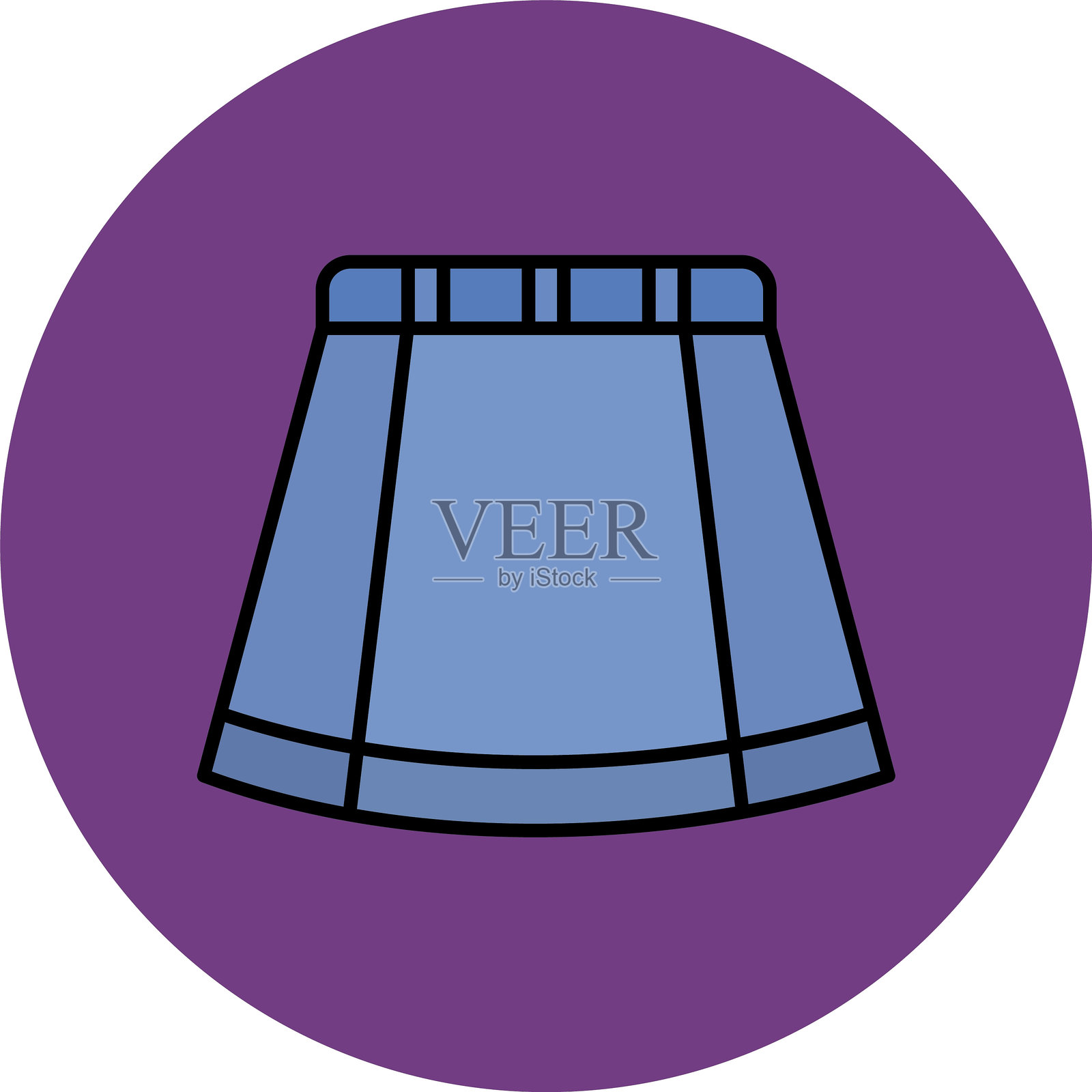 裙子线条填充圆形图标插画图片素材