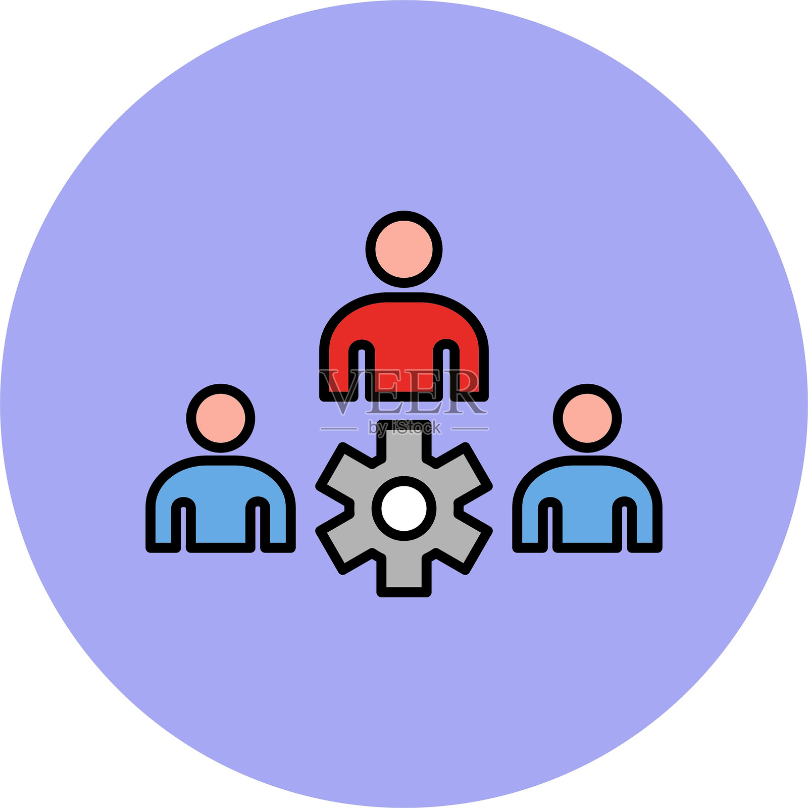 头脑风暴线条填充圆形图标插画图片素材