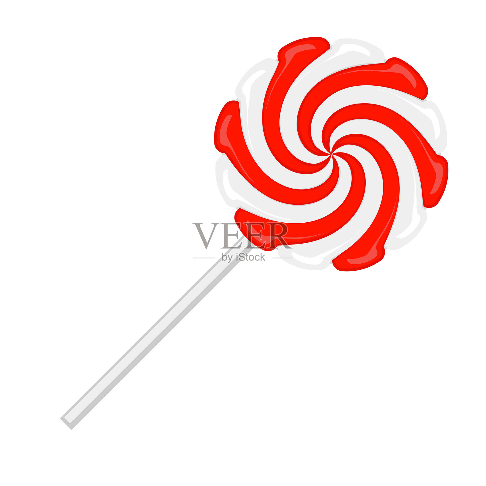 矢量圣诞糖果图标。棒棒糖糖浆焦糖。卡通甜点，背景为白色。插画图片素材