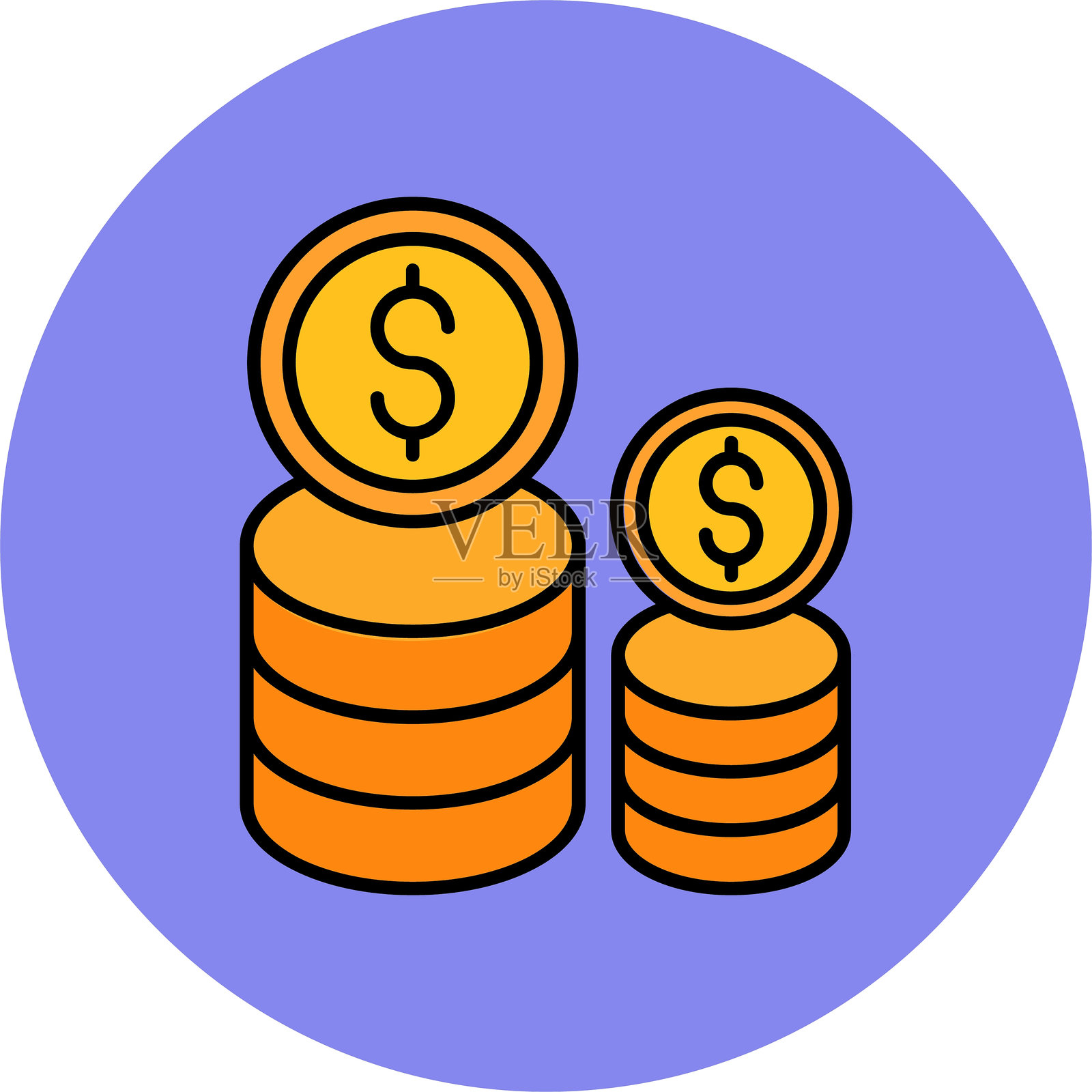 利润线填充圆形图标插画图片素材