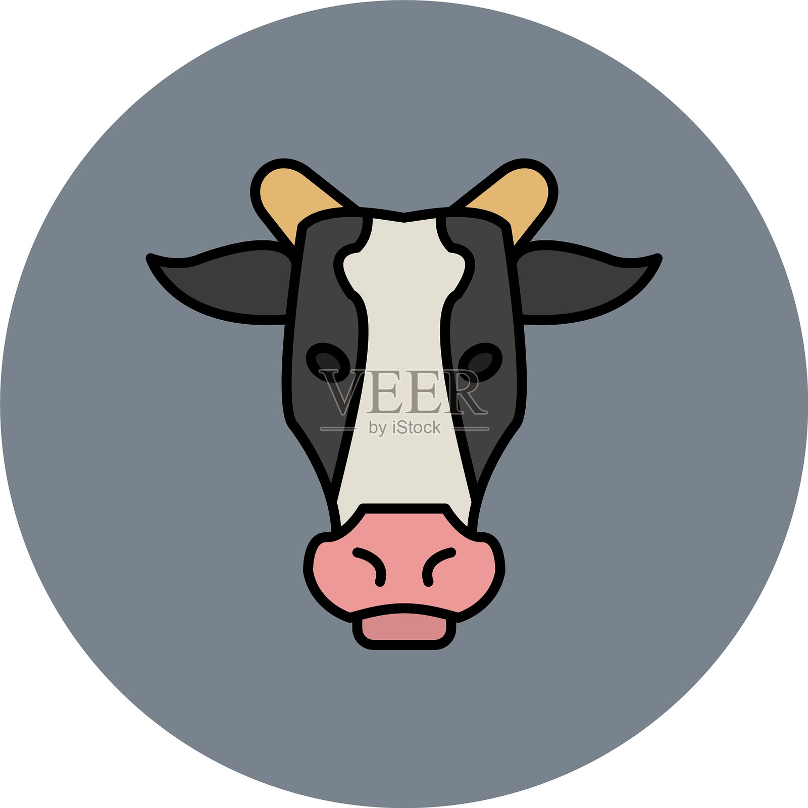 牛图标填充圆圈插画图片素材