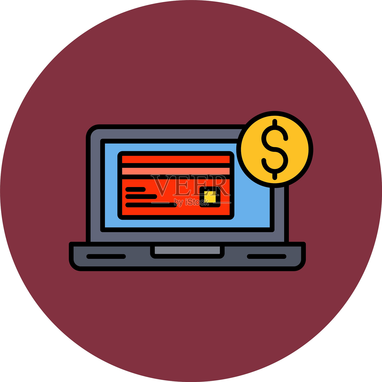 支付方式线条填充圆形图标插画图片素材