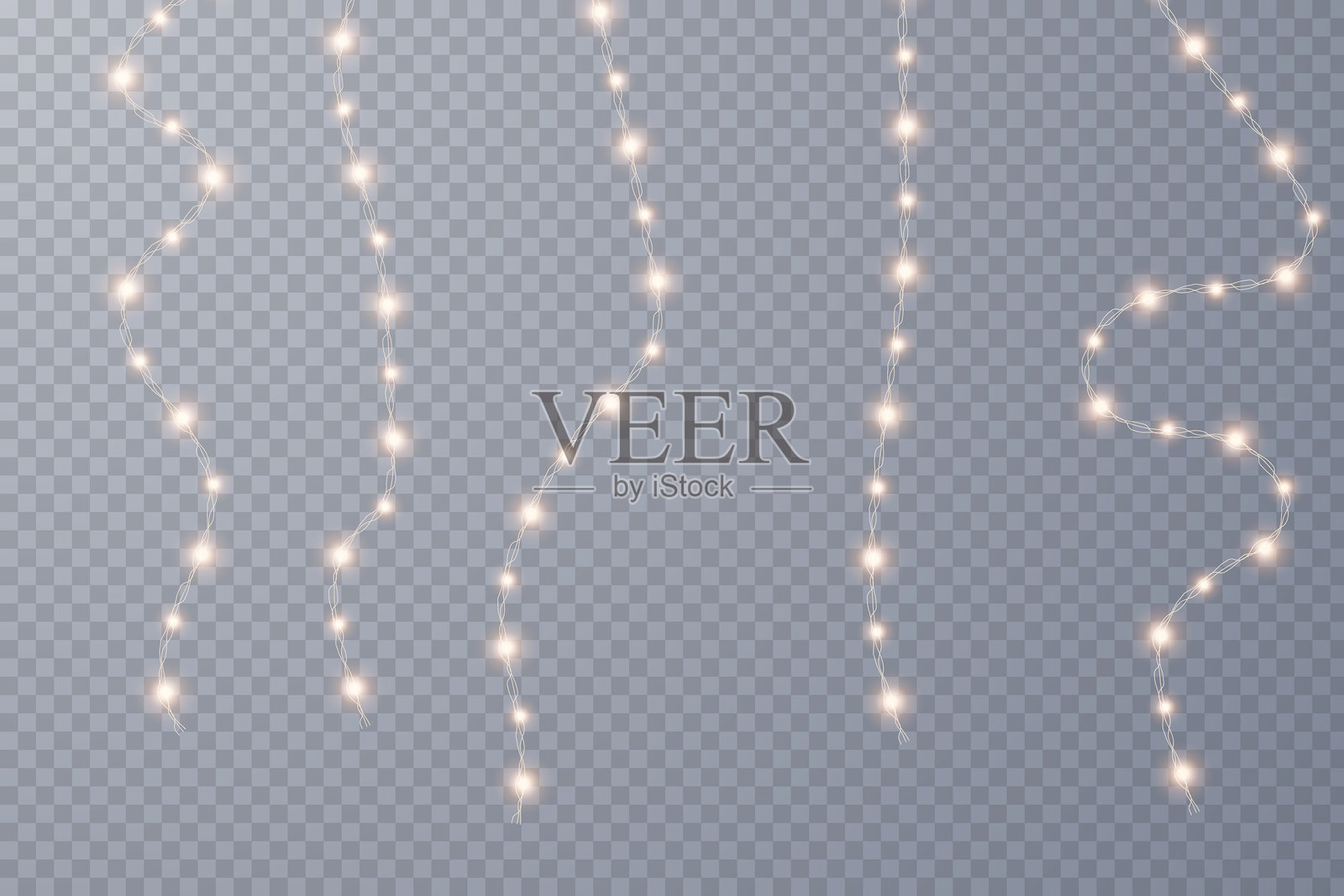 透明背景上的逼真圣诞花环。矢量图插画图片素材