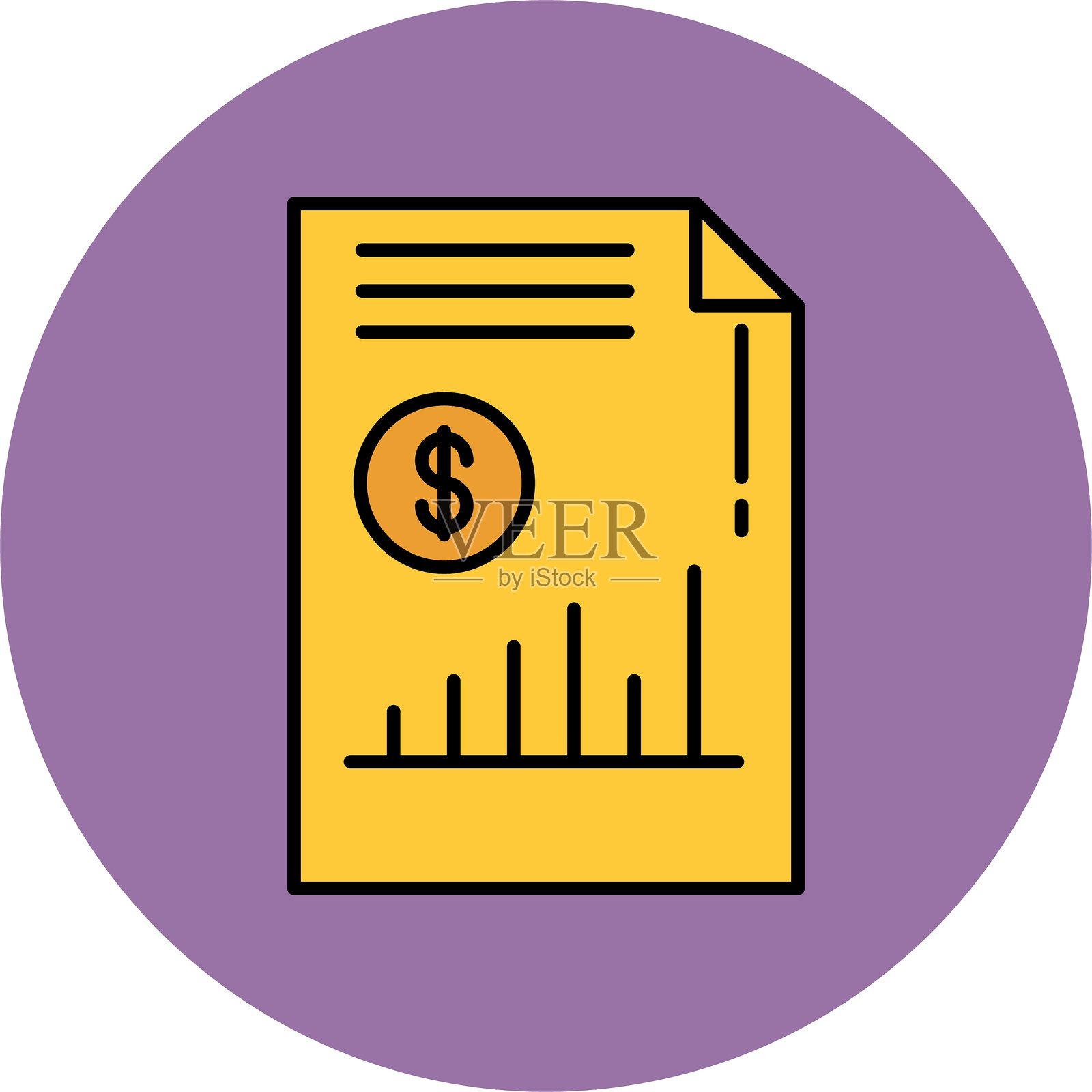 收入线填充圆形图标插画图片素材