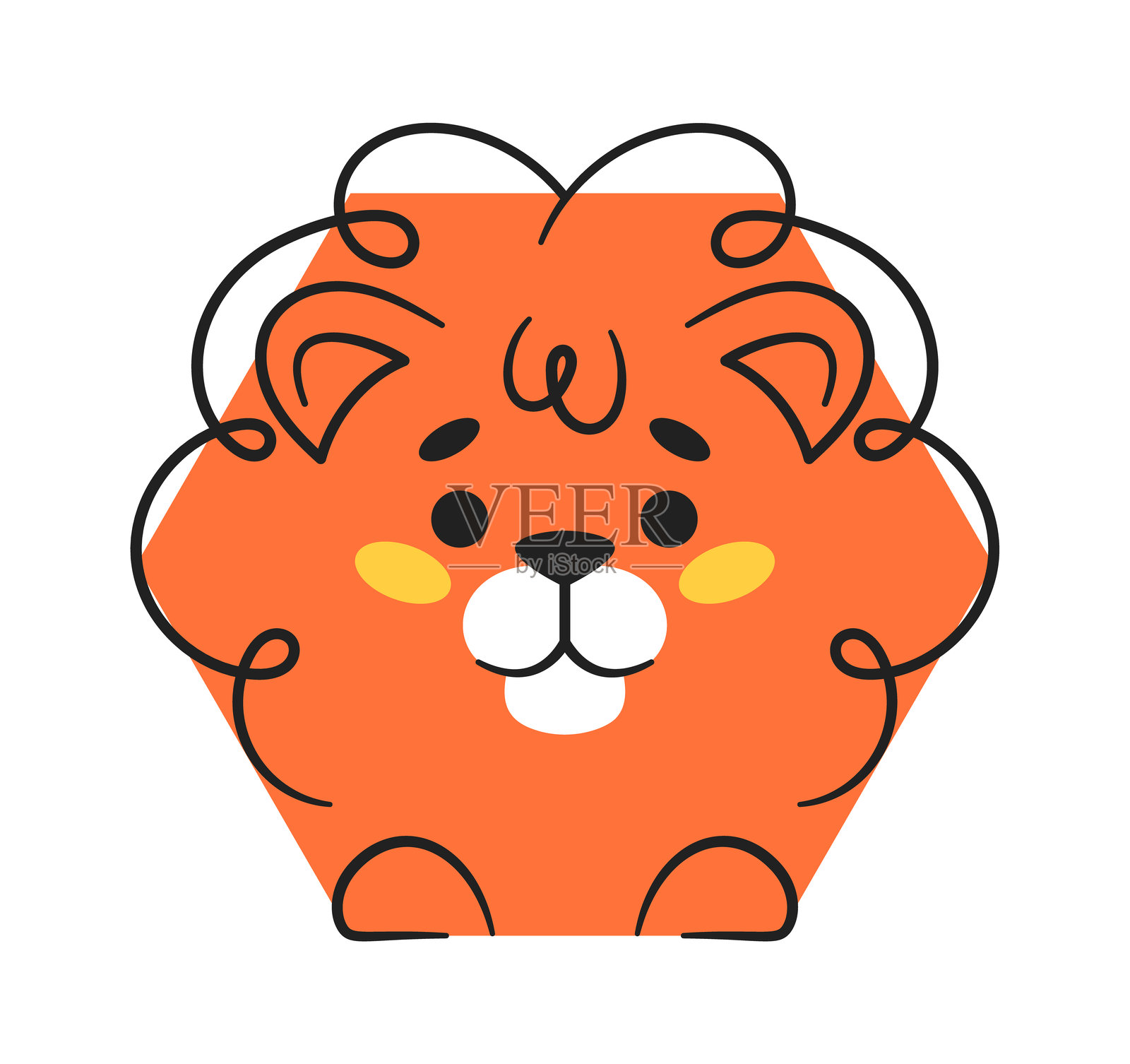 狮子动物六边形几何形状插画图片素材