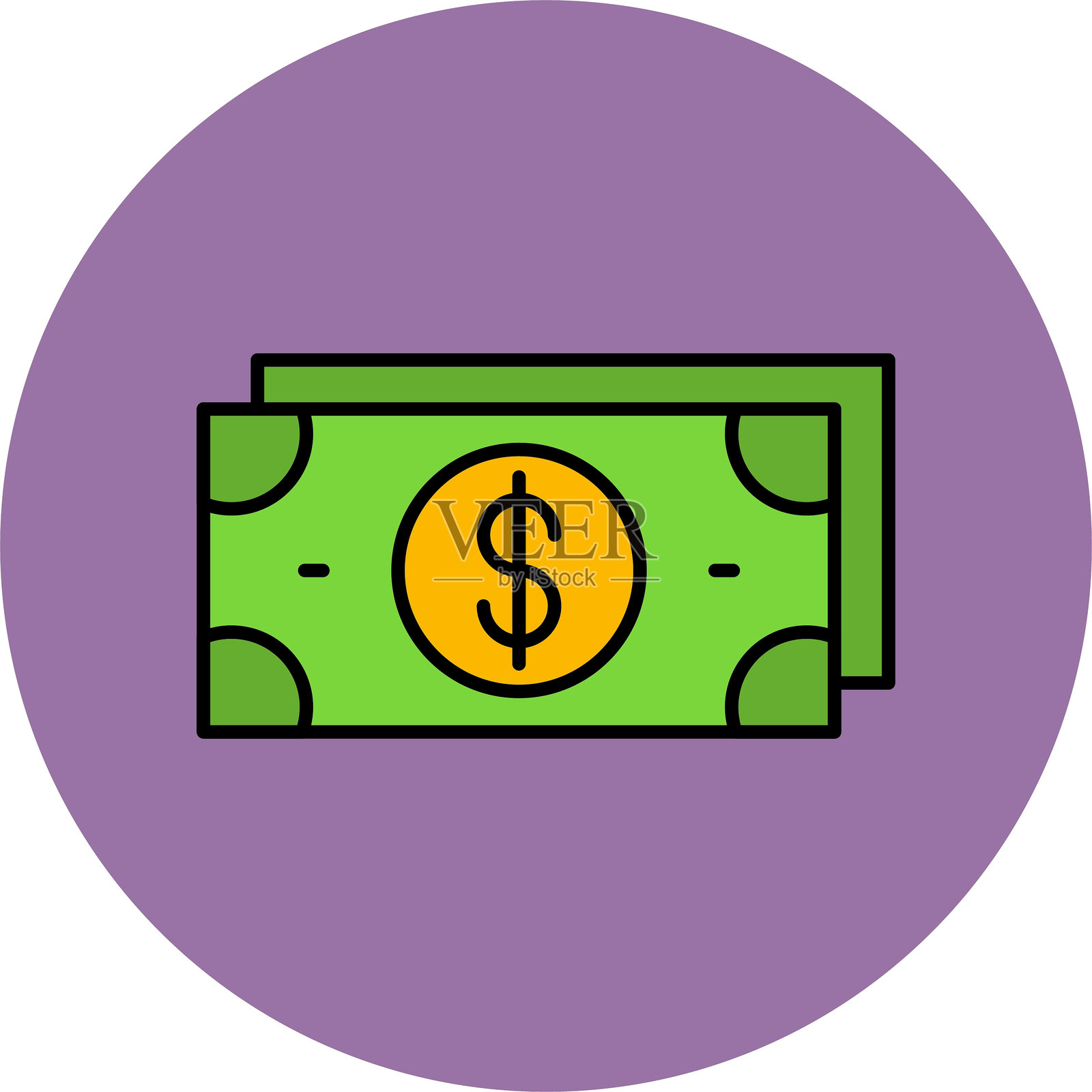 货币线填充圆形图标插画图片素材