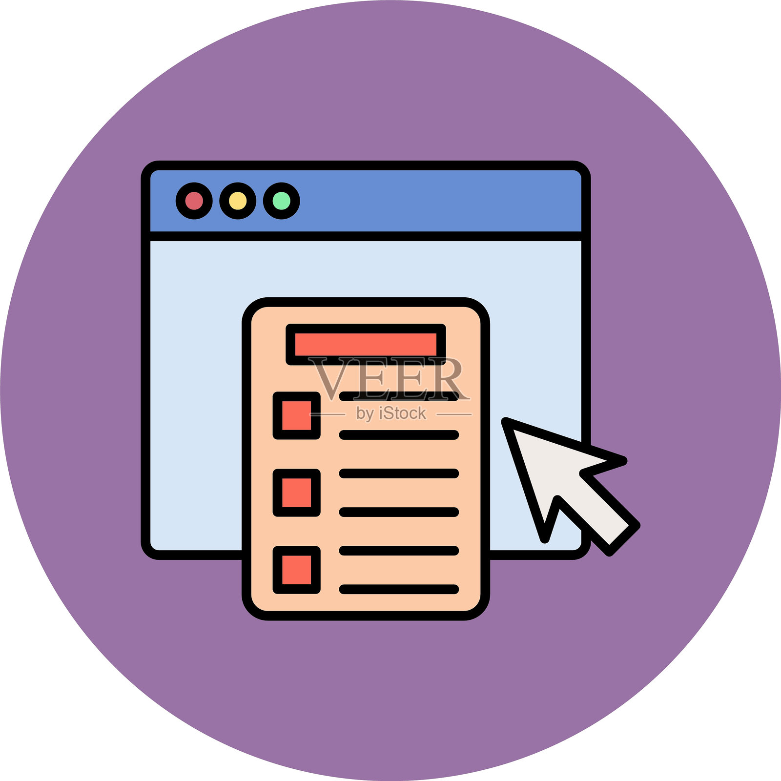 在线调查线填充圆形图标插画图片素材